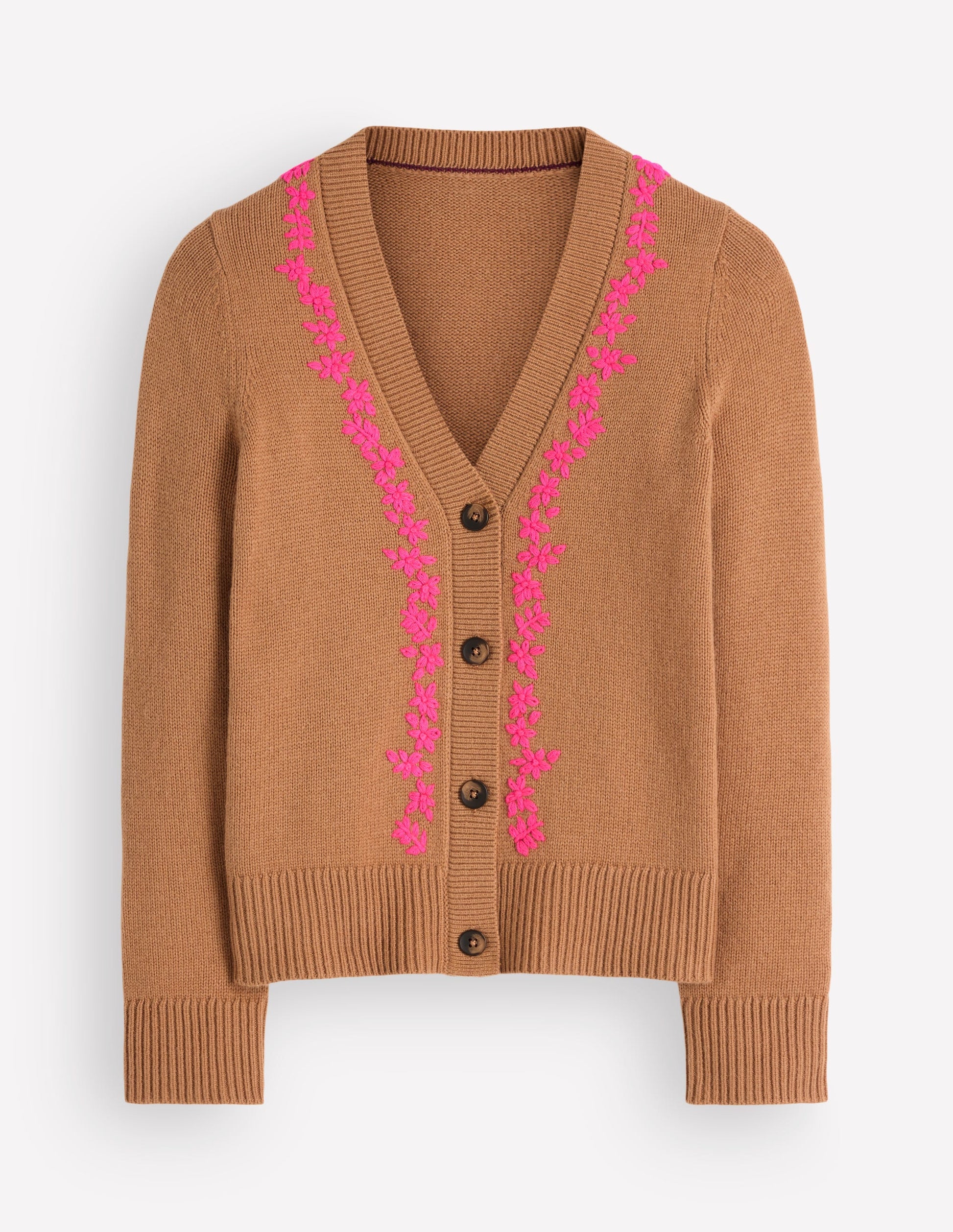 Ella Embroidered Knit Cardigan-Camel, Embroidery-7
