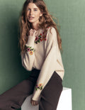 Ella Embroidered Knit Sweater-Ivory Embroidery