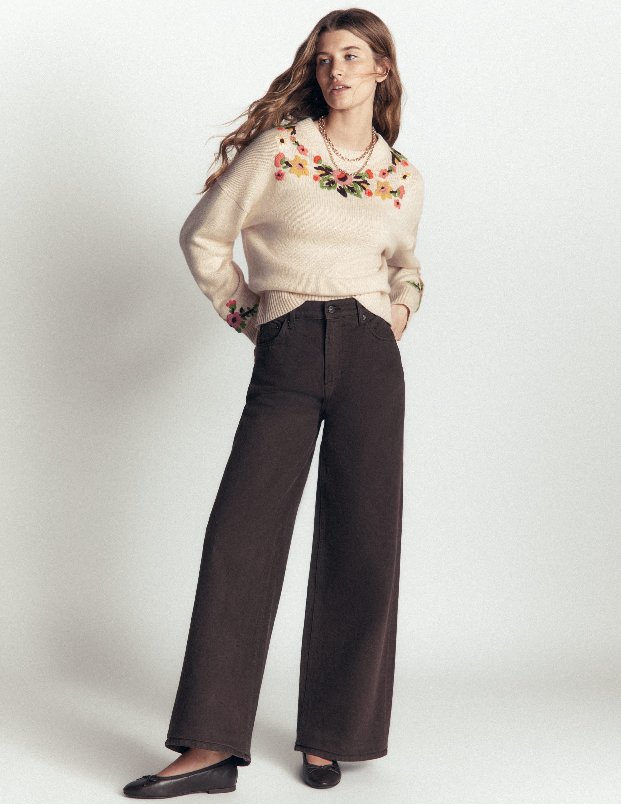 Ella Embroidered Knit Sweater-Ivory Embroidery - Image 4