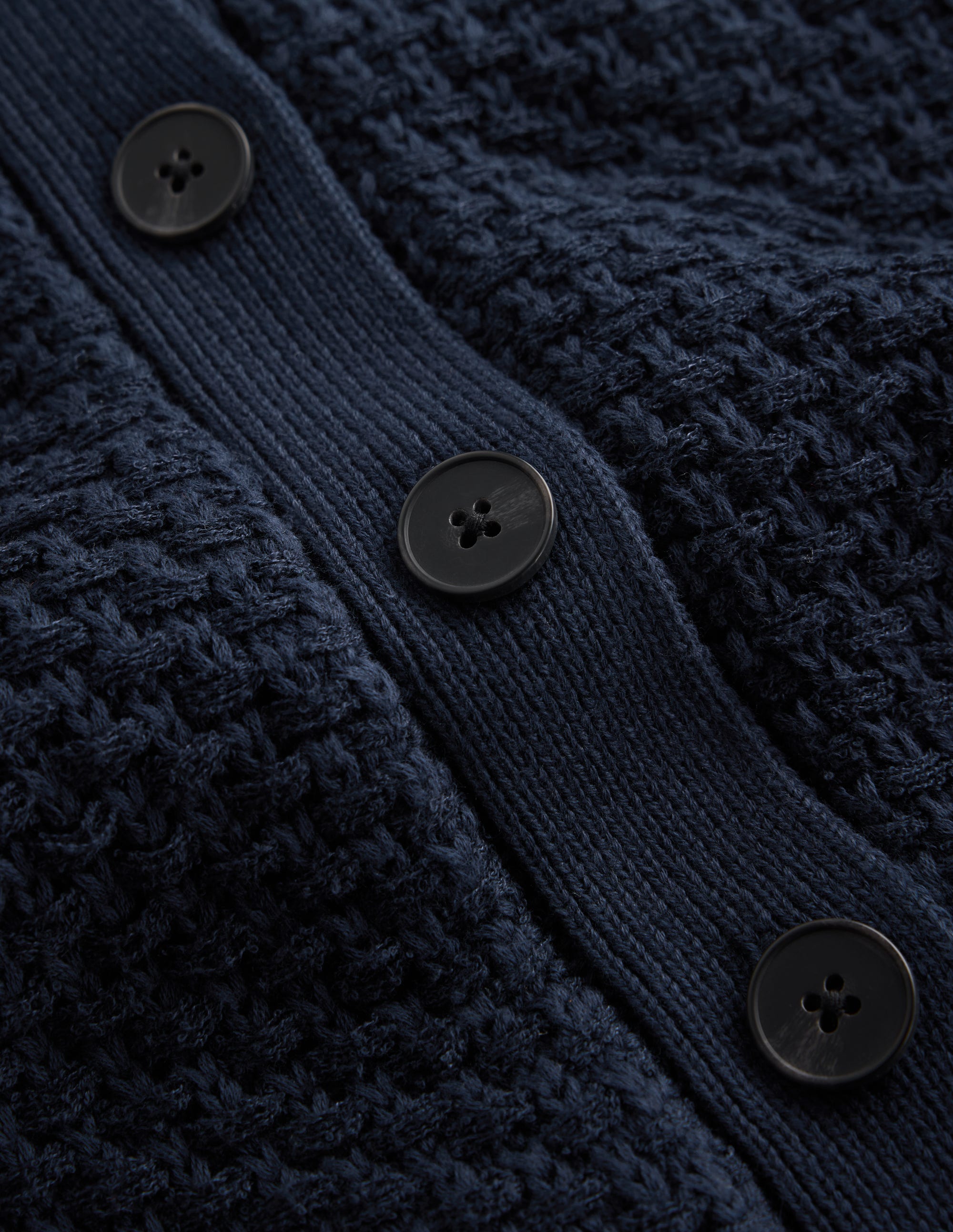 Textured Knitted Bomber Jacket-Navy - Image 7