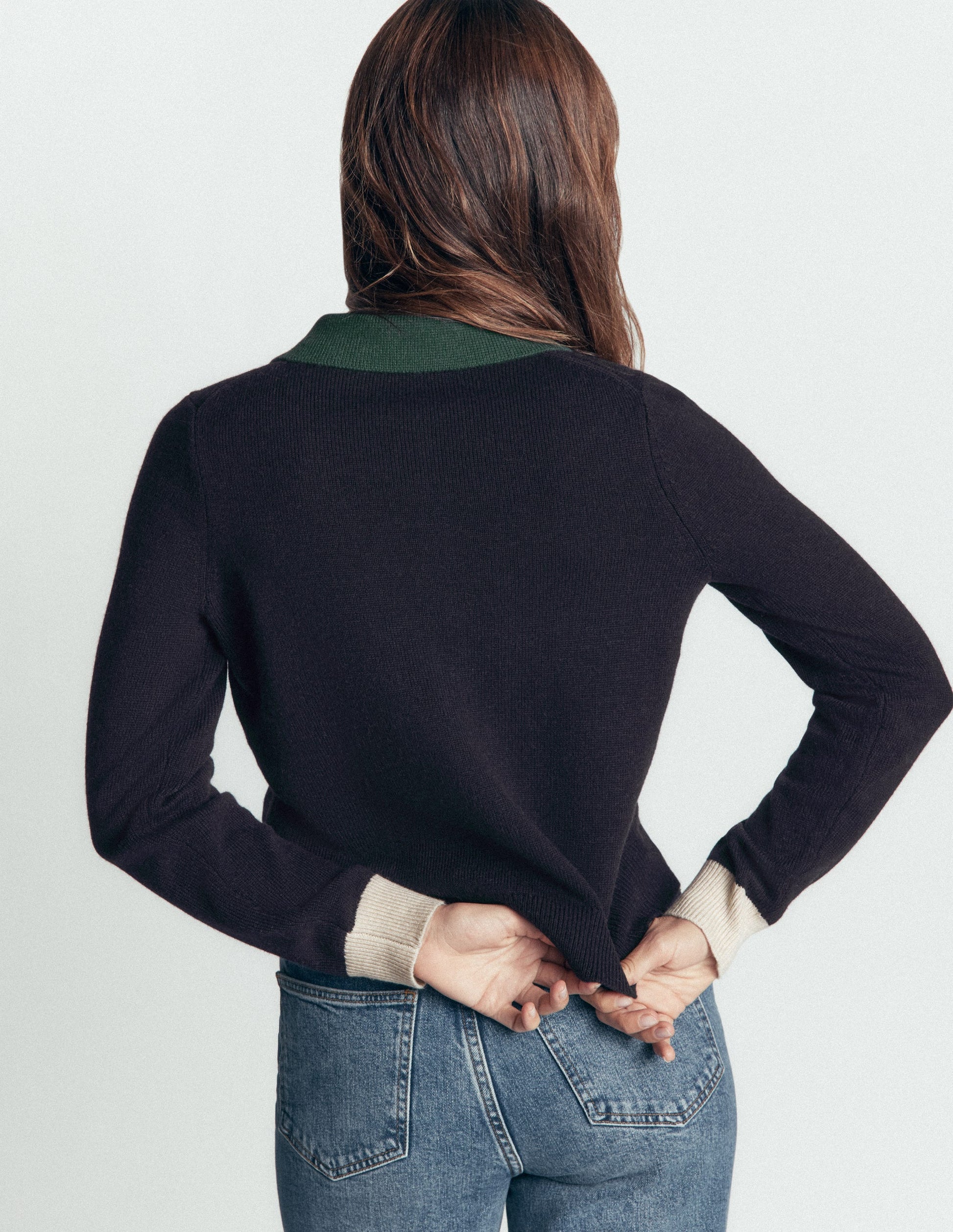 Ariadne Alpaca Blend Cardigan-Navy Colour Block-3
