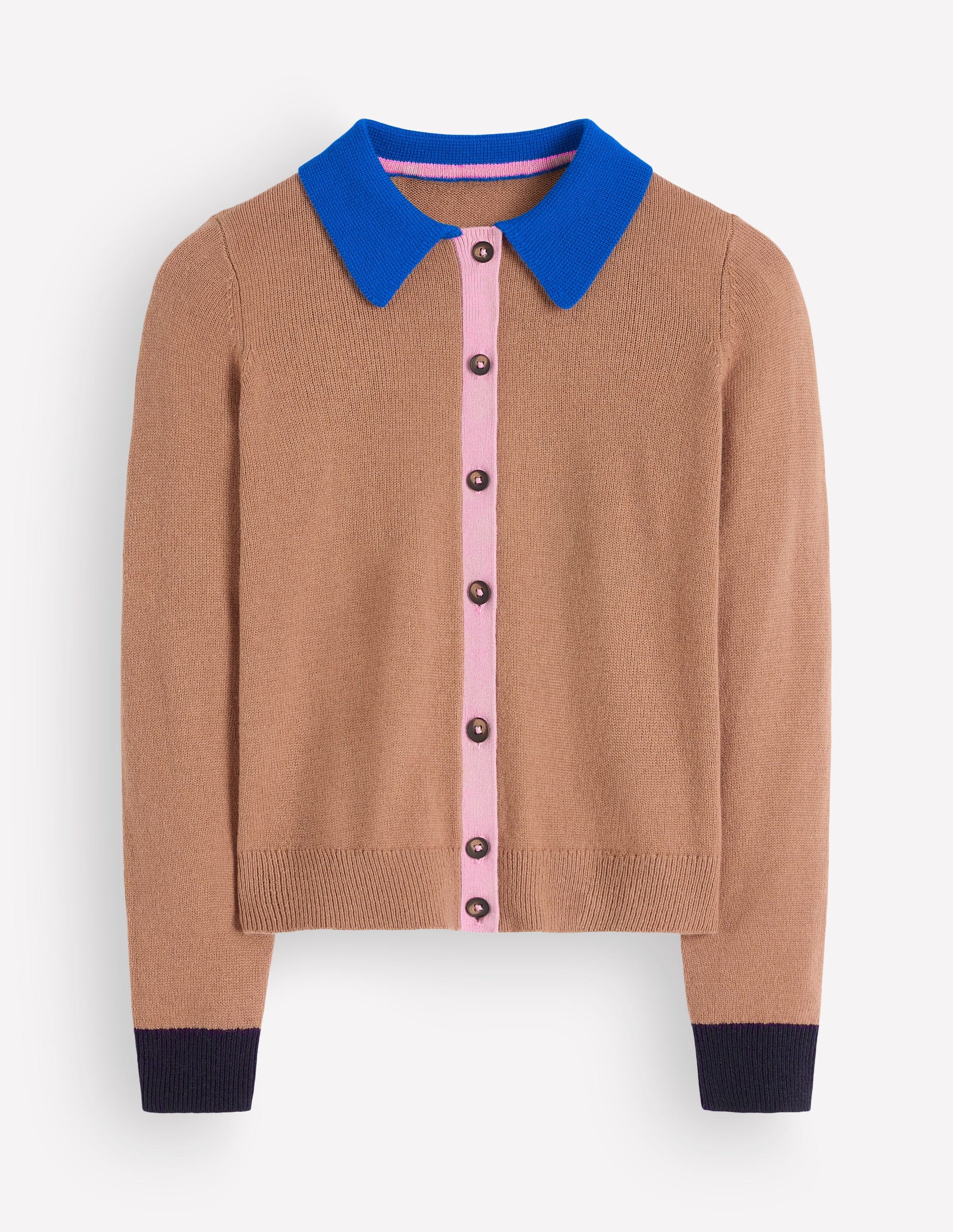 Ariadne Alpaca Blend Cardigan-Camel Melange, Colour Block-5