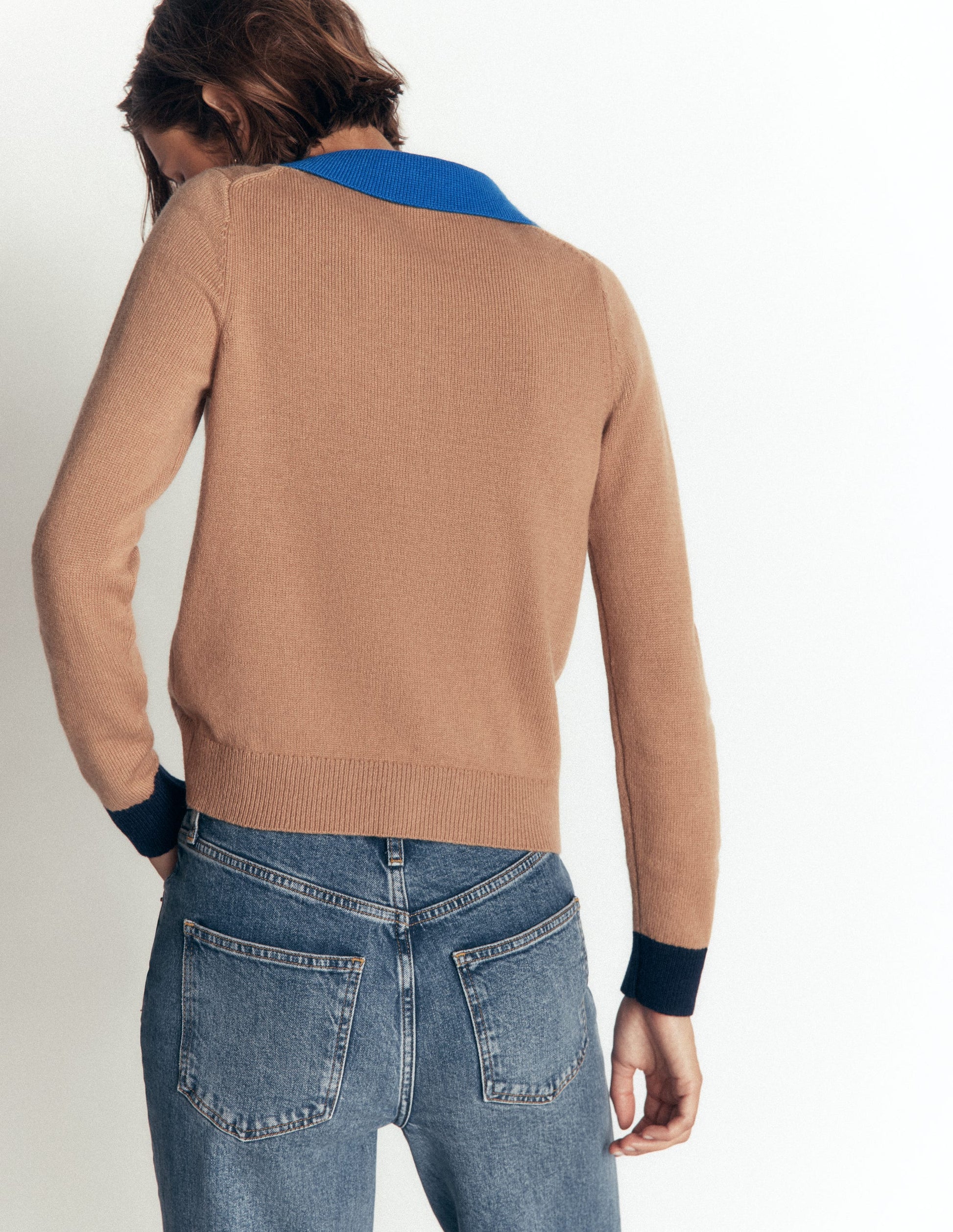 Ariadne Alpaca Blend Cardigan-Camel Melange, Colour Block-3