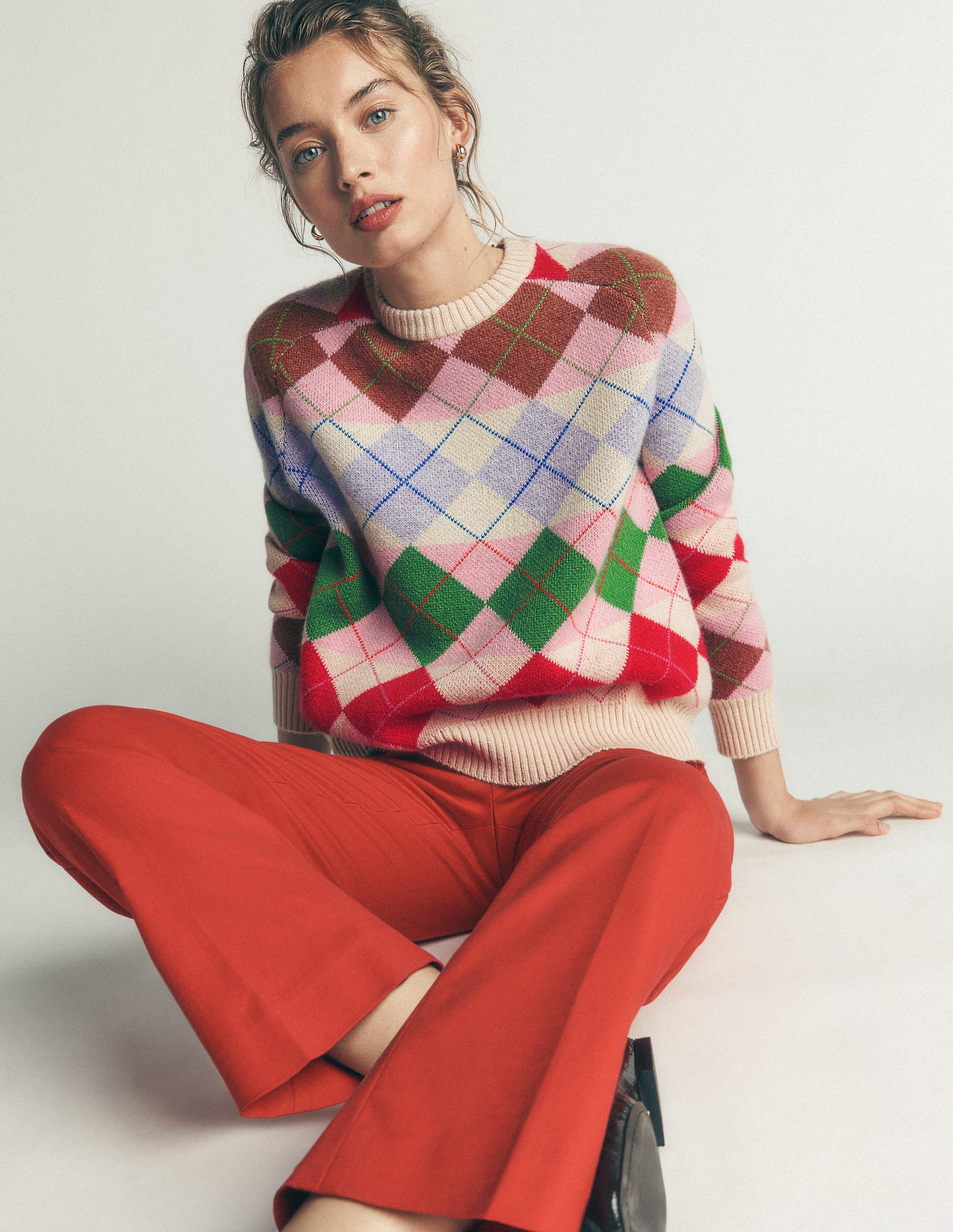 Ariadne Alpaca Blend Sweater-Multi Argyle - Image 2