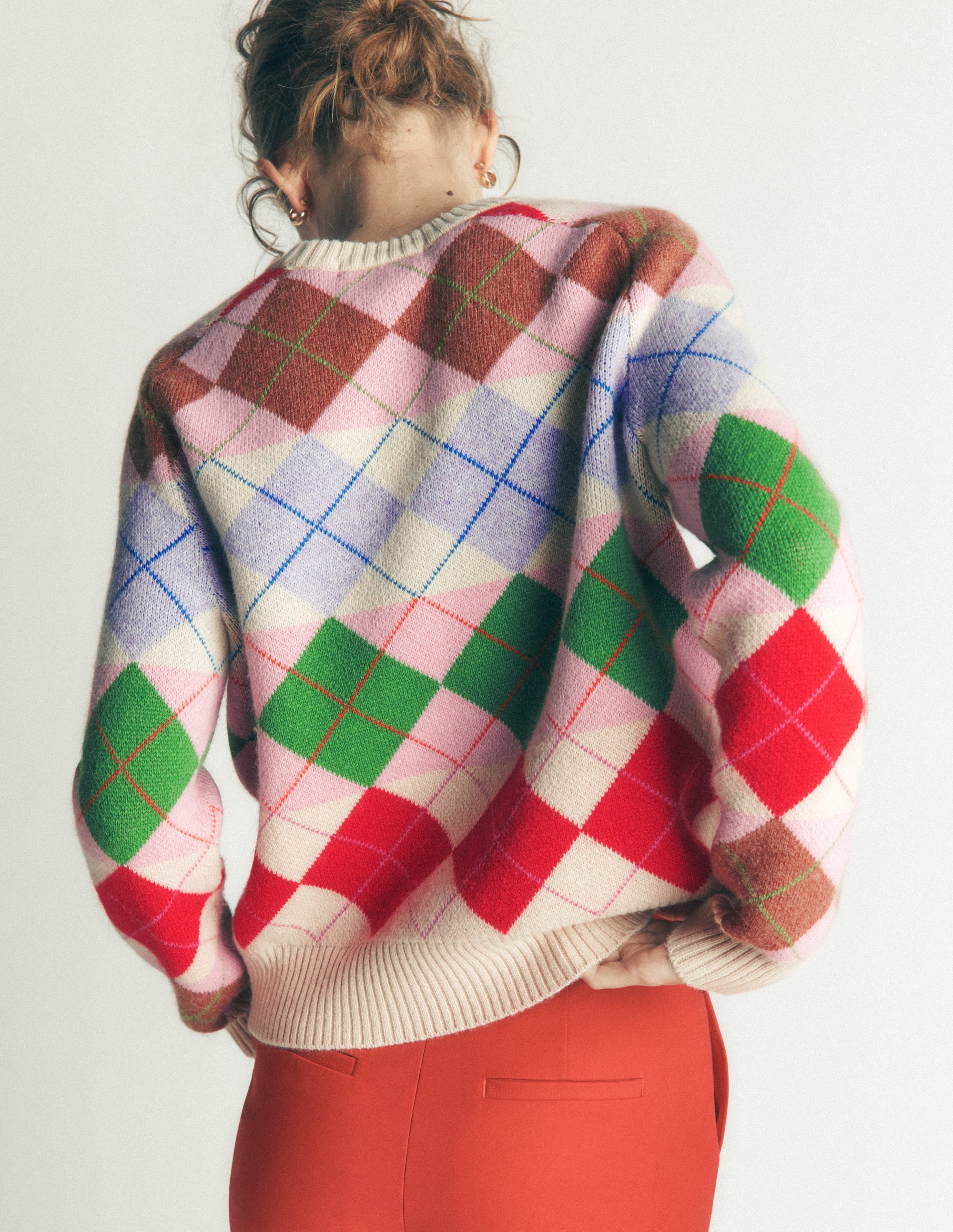 Ariadne Alpaca Blend Sweater-Multi Argyle - Image 4