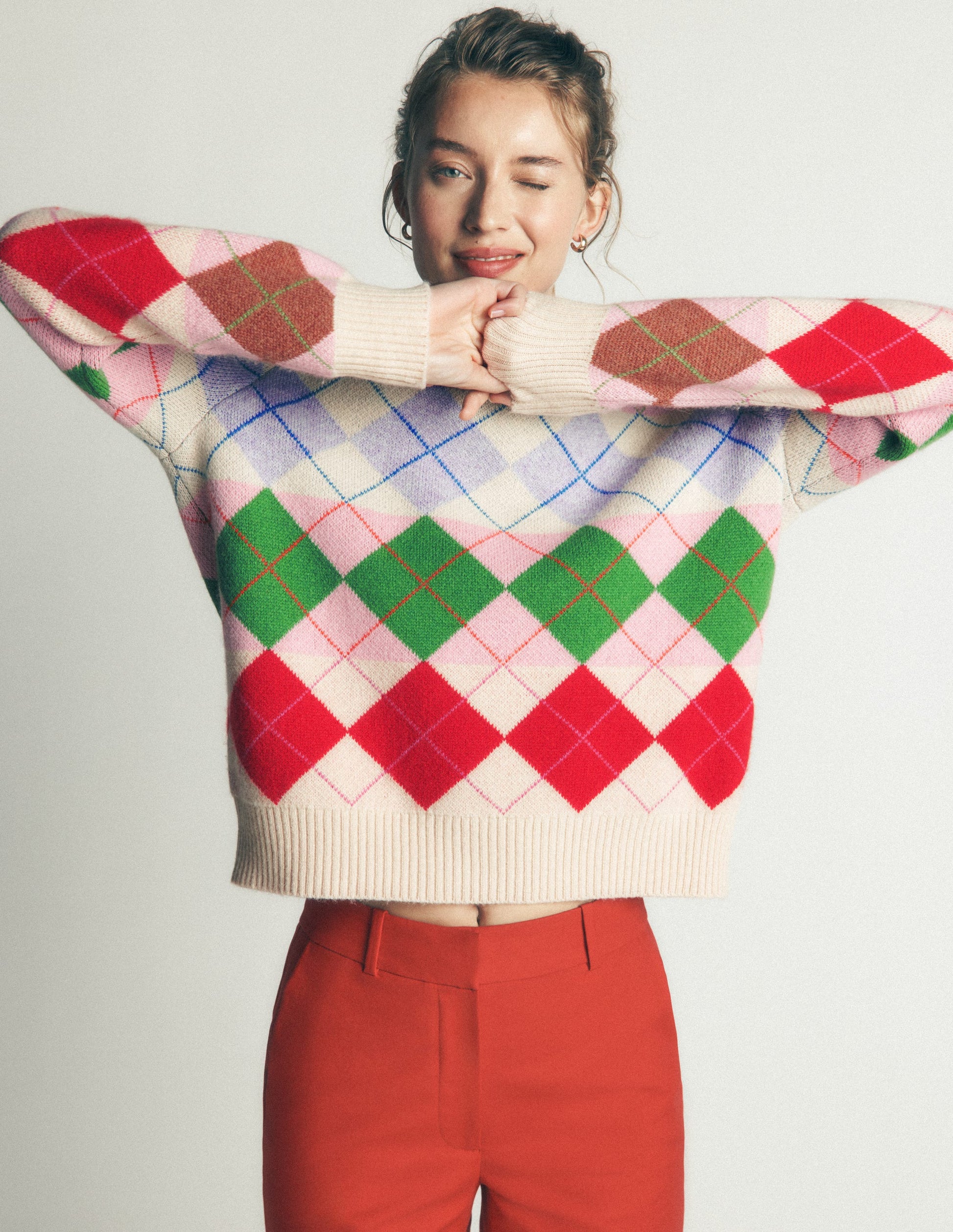 Ariadne Alpaca Blend Sweater-Multi Argyle-7
