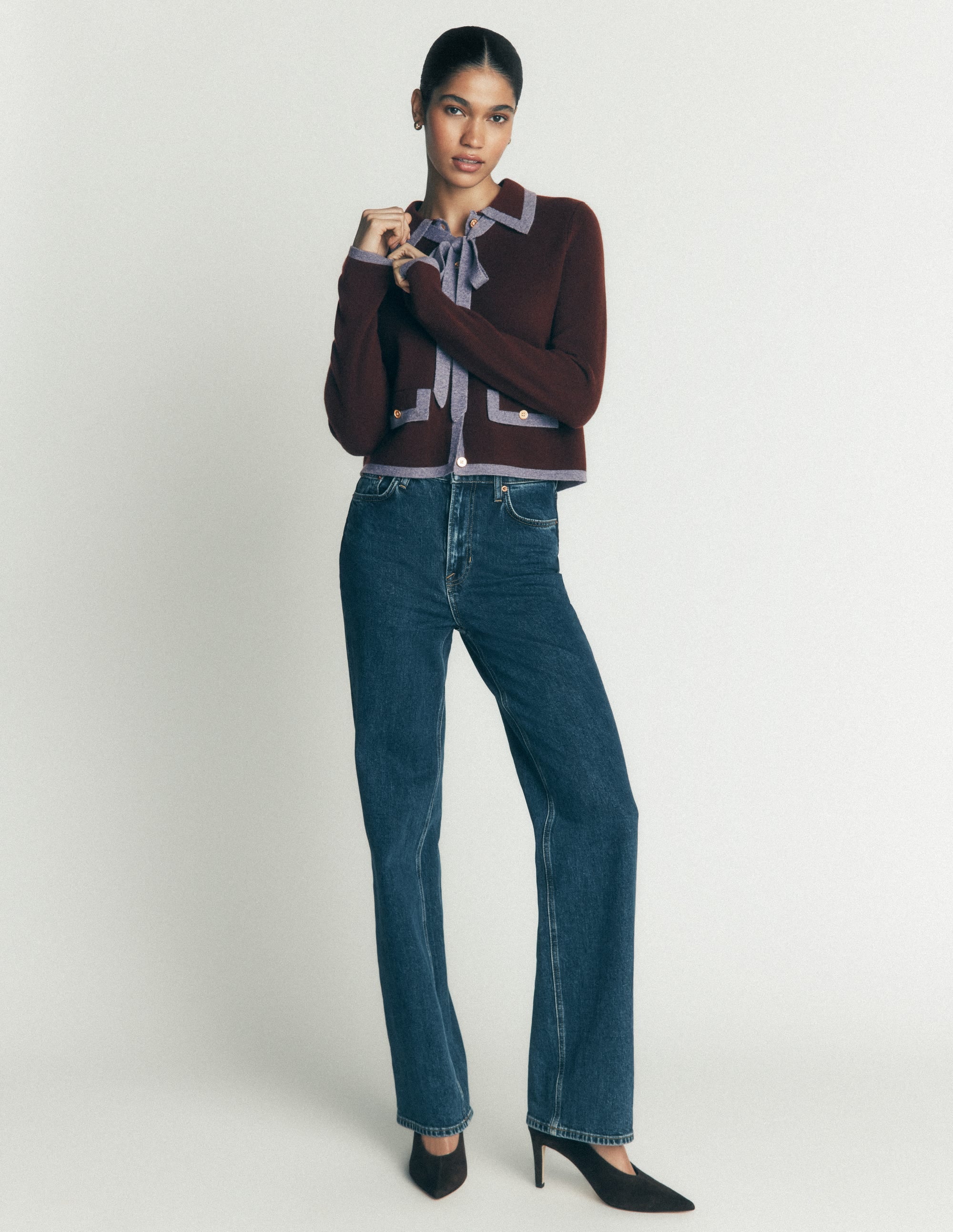 Elizabeth Bow Knitted Jacket-Bitter Chocolate - Image 5