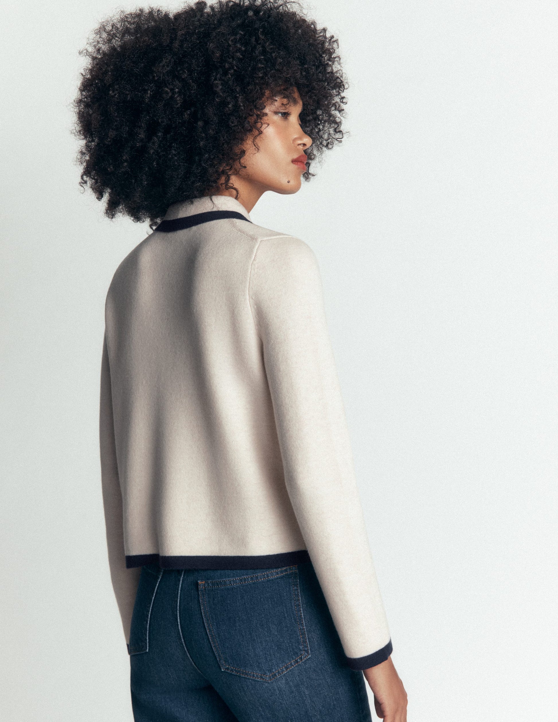 Elizabeth Bow Knitted Jacket-Warm Ivory-5