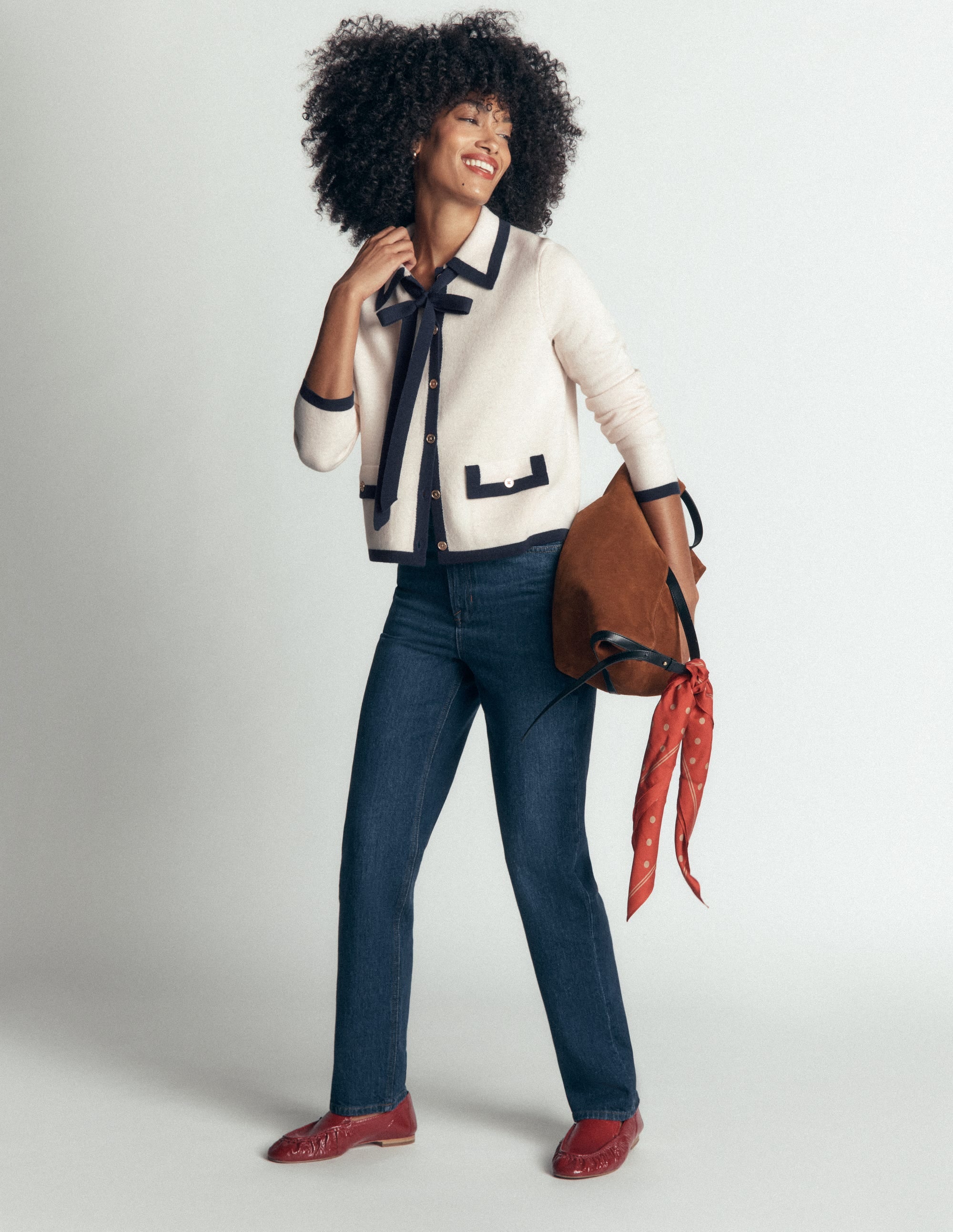 Elizabeth Bow Knitted Jacket-Warm Ivory - Image 5