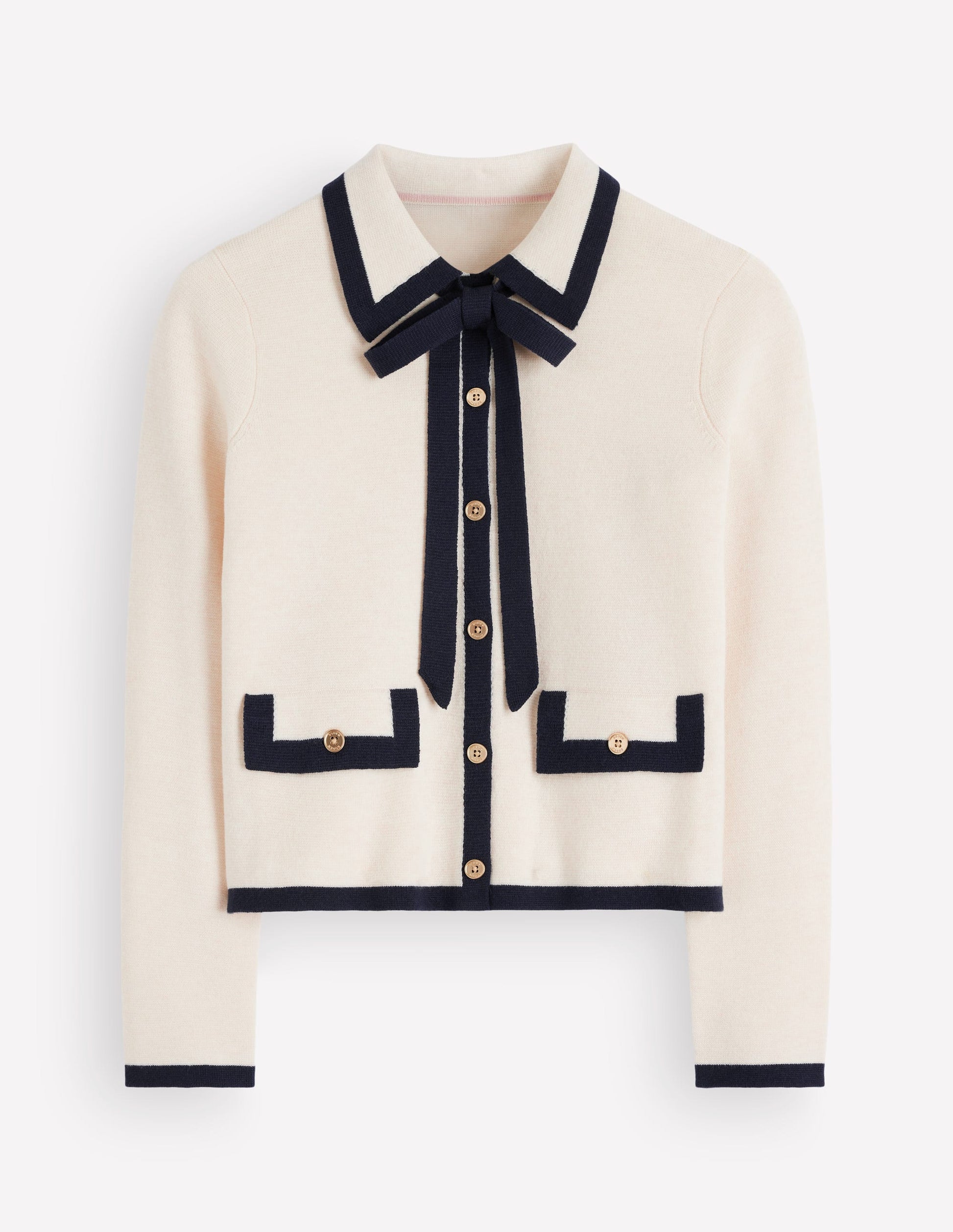Elizabeth Bow Knitted Jacket-Warm Ivory-7