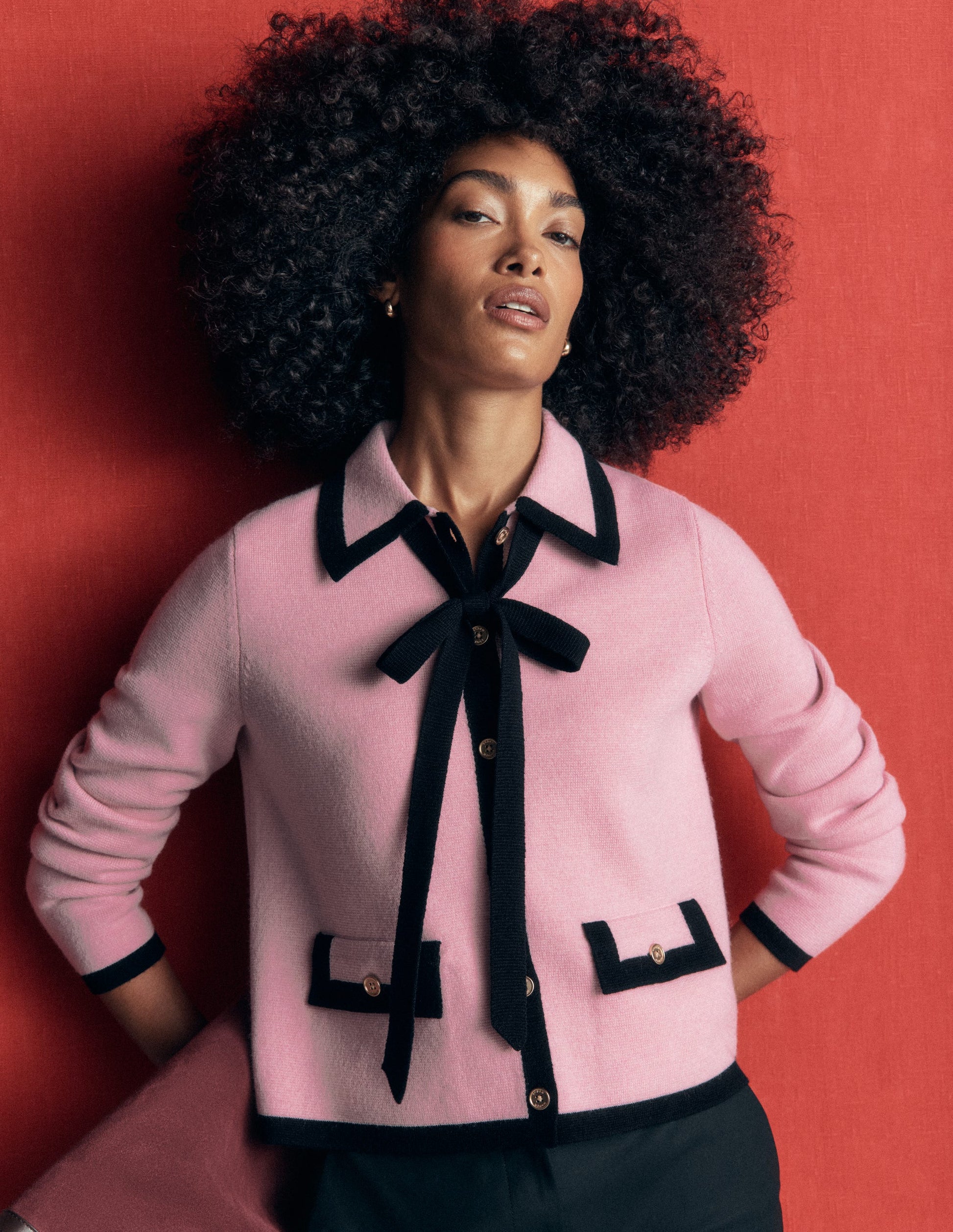 Elizabeth Bow Knitted Jacket-Spring Blossom Pink-1