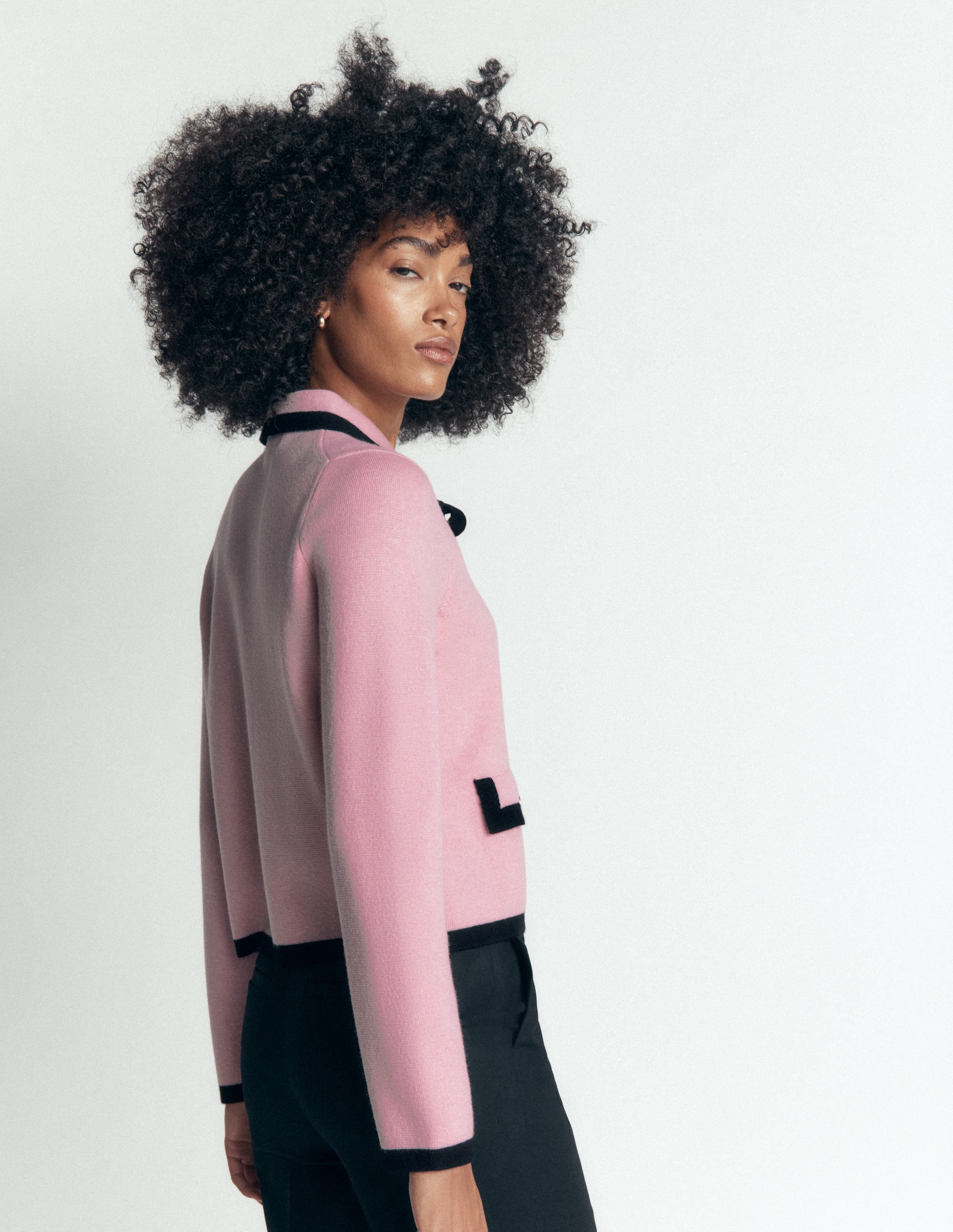 Elizabeth Bow Knitted Jacket-Spring Blossom Pink - Image 3