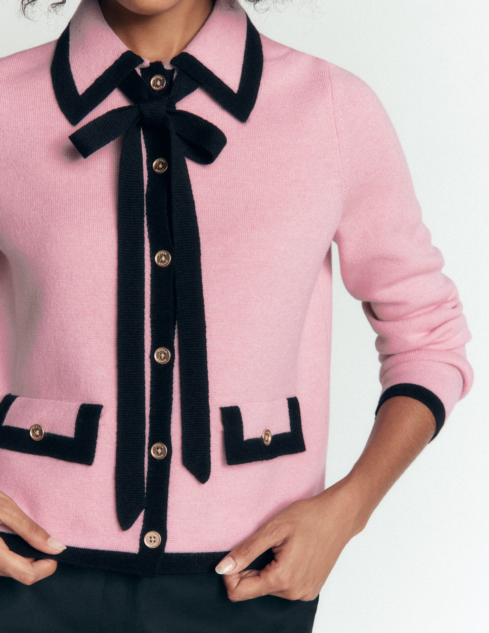 Elizabeth Bow Knitted Jacket-Spring Blossom Pink-4