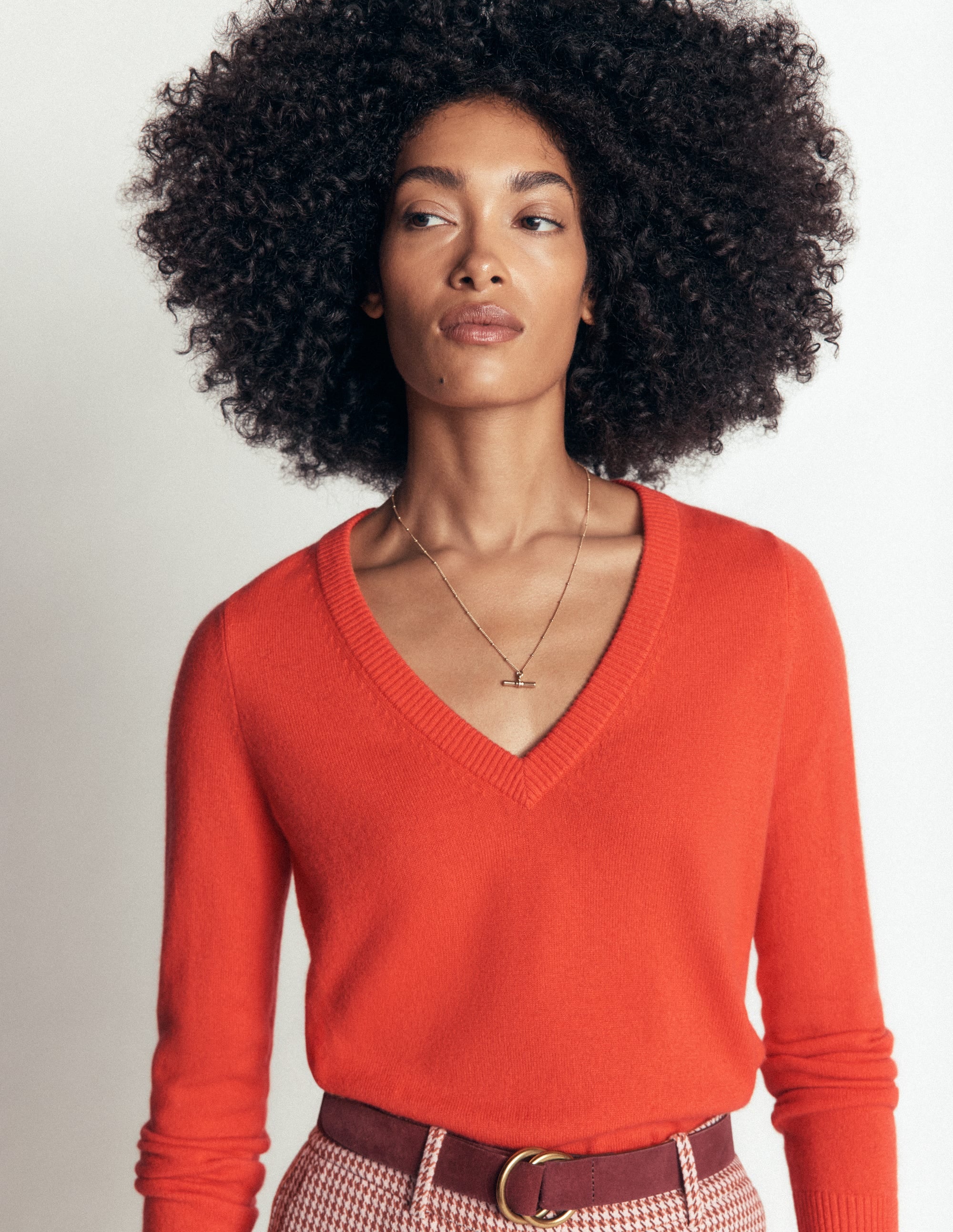 Elsie Cashmere V Neck Sweater-Tigerlily - Image 2