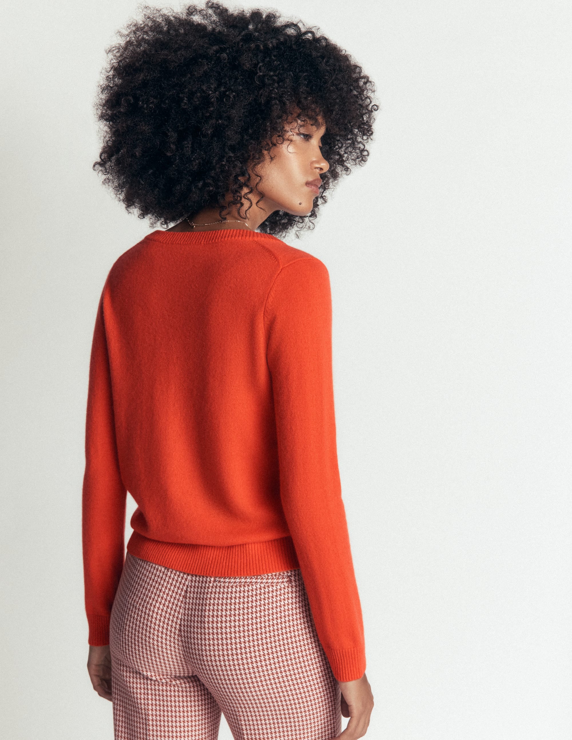 Elsie Cashmere V Neck Sweater-Tigerlily - Image 3