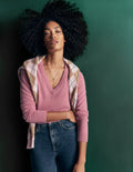Elsie Cashmere V Neck Sweater-Pink Heather