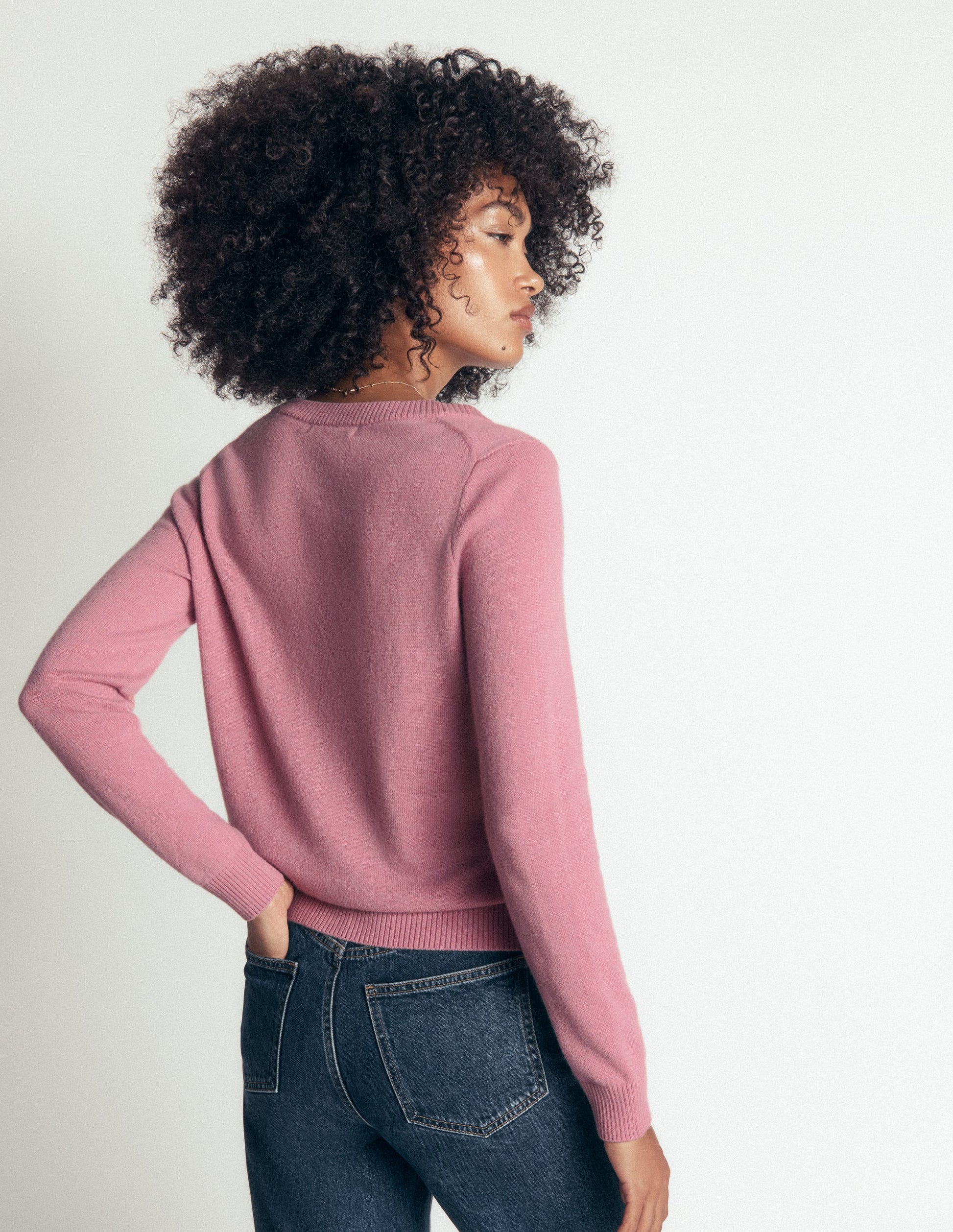 Elsie Cashmere V Neck Sweater-Pink Heather-3