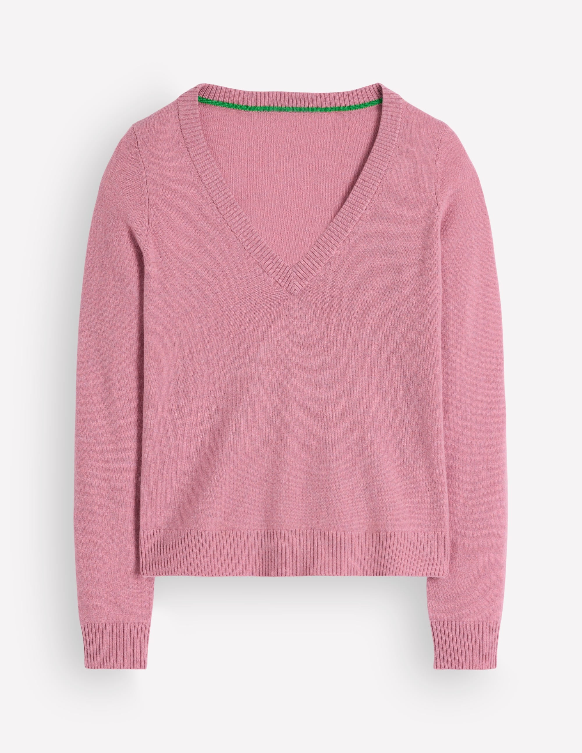 Elsie Cashmere V Neck Sweater-Pink Heather - Image 6