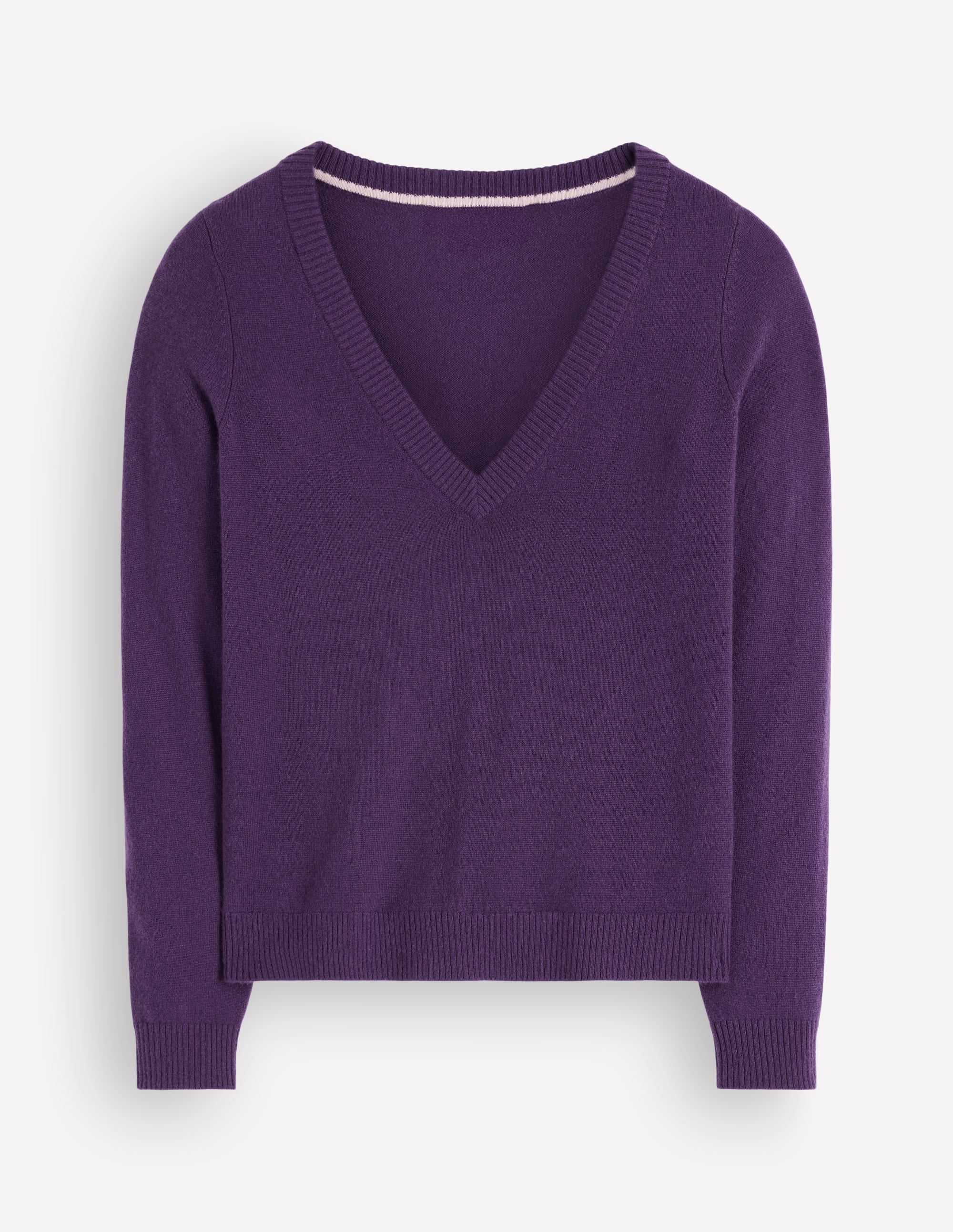 Elsie Cashmere V Neck Sweater-Deep Grape - Image 6