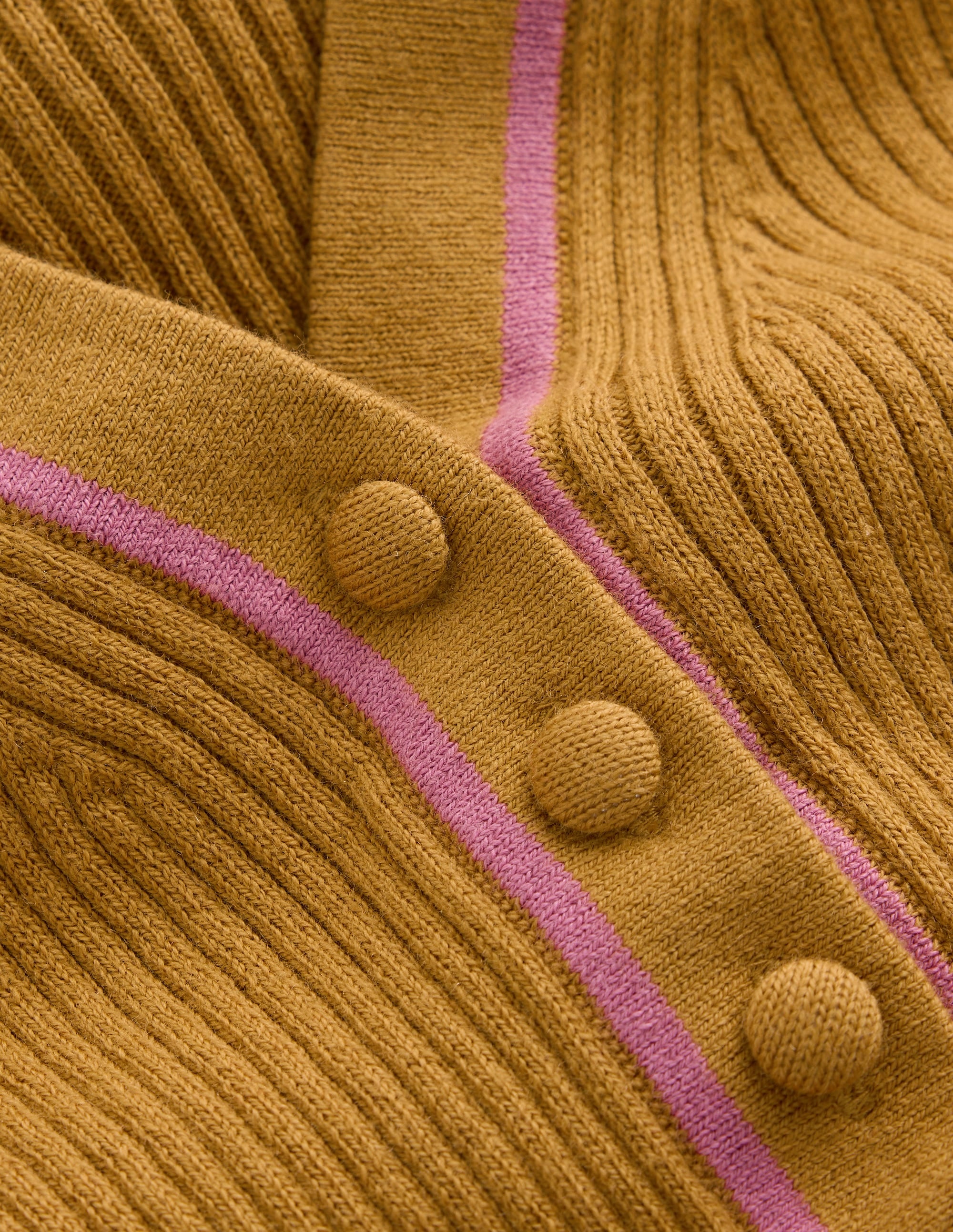 Paula Ribbed V Neck Jumper-Gold Wheat - Image 6
