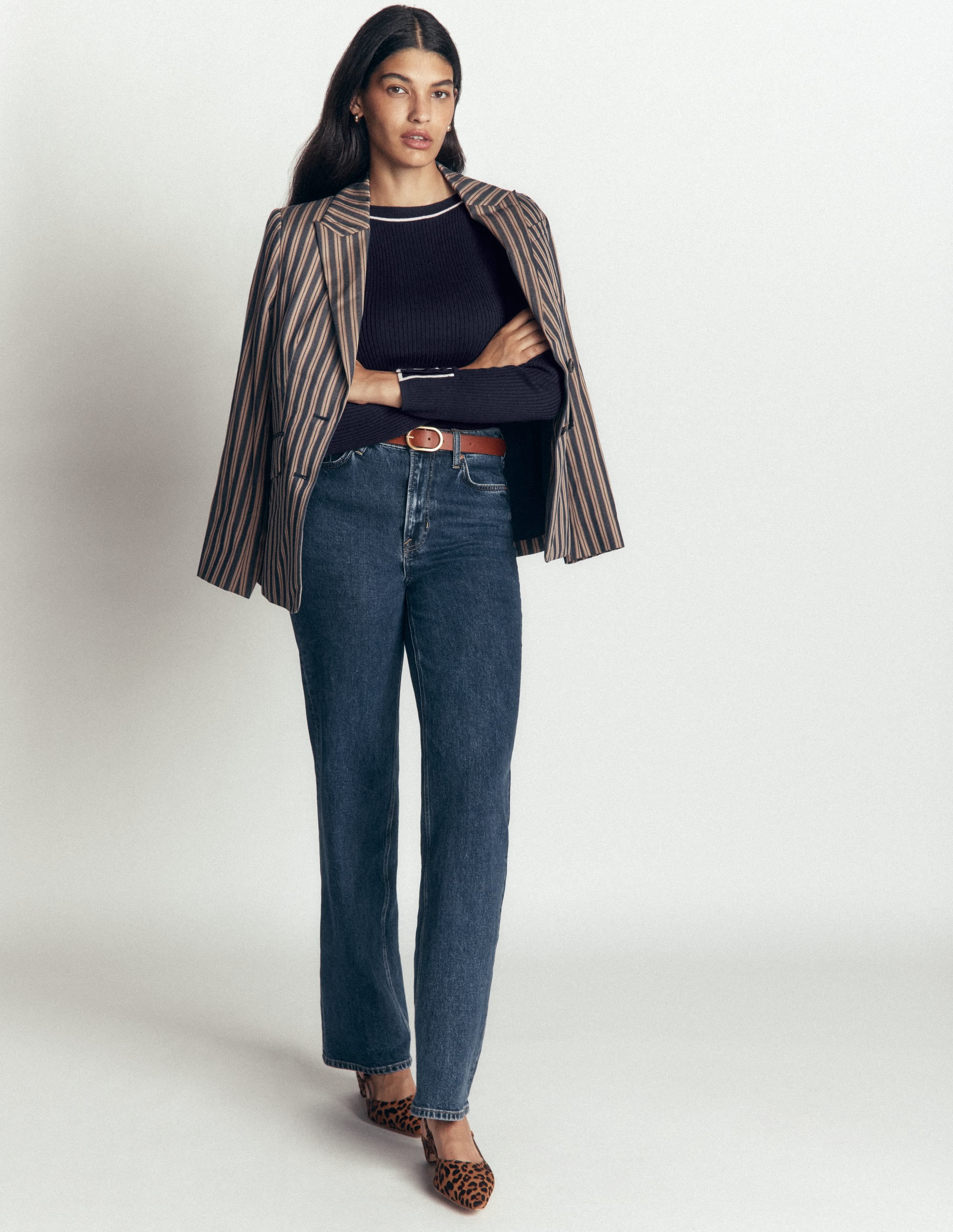 Paula Ribbed Boatneck Jumper-Navy - Image 4