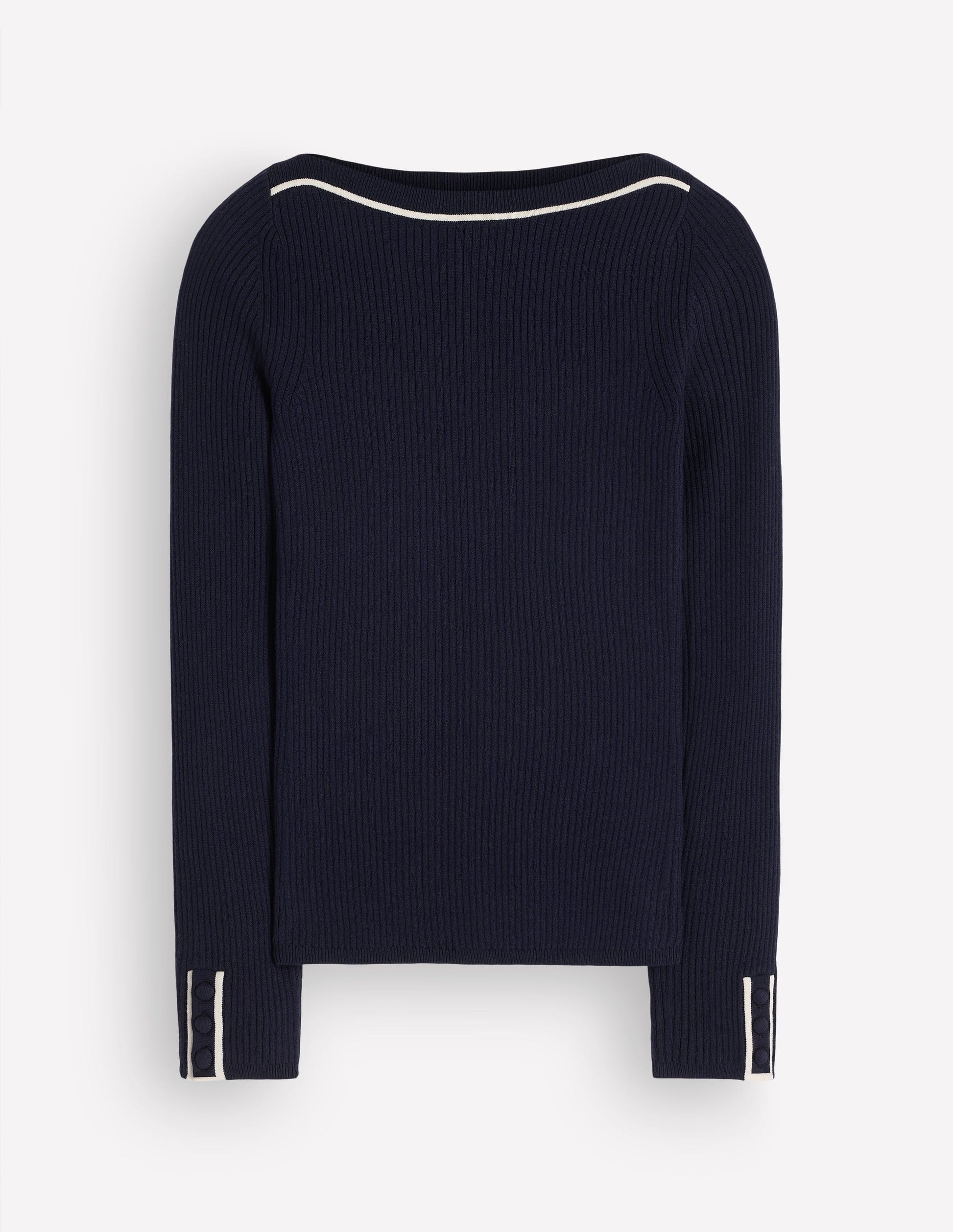 Paula Ribbed Boatneck Jumper-Navy-5