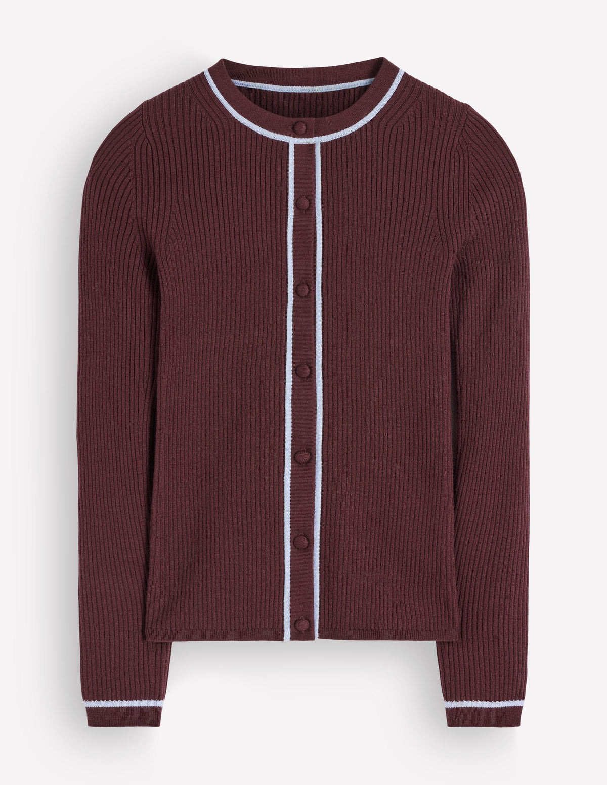 Paula Ribbed Crew Cardigan-Bitter Chocolate-5