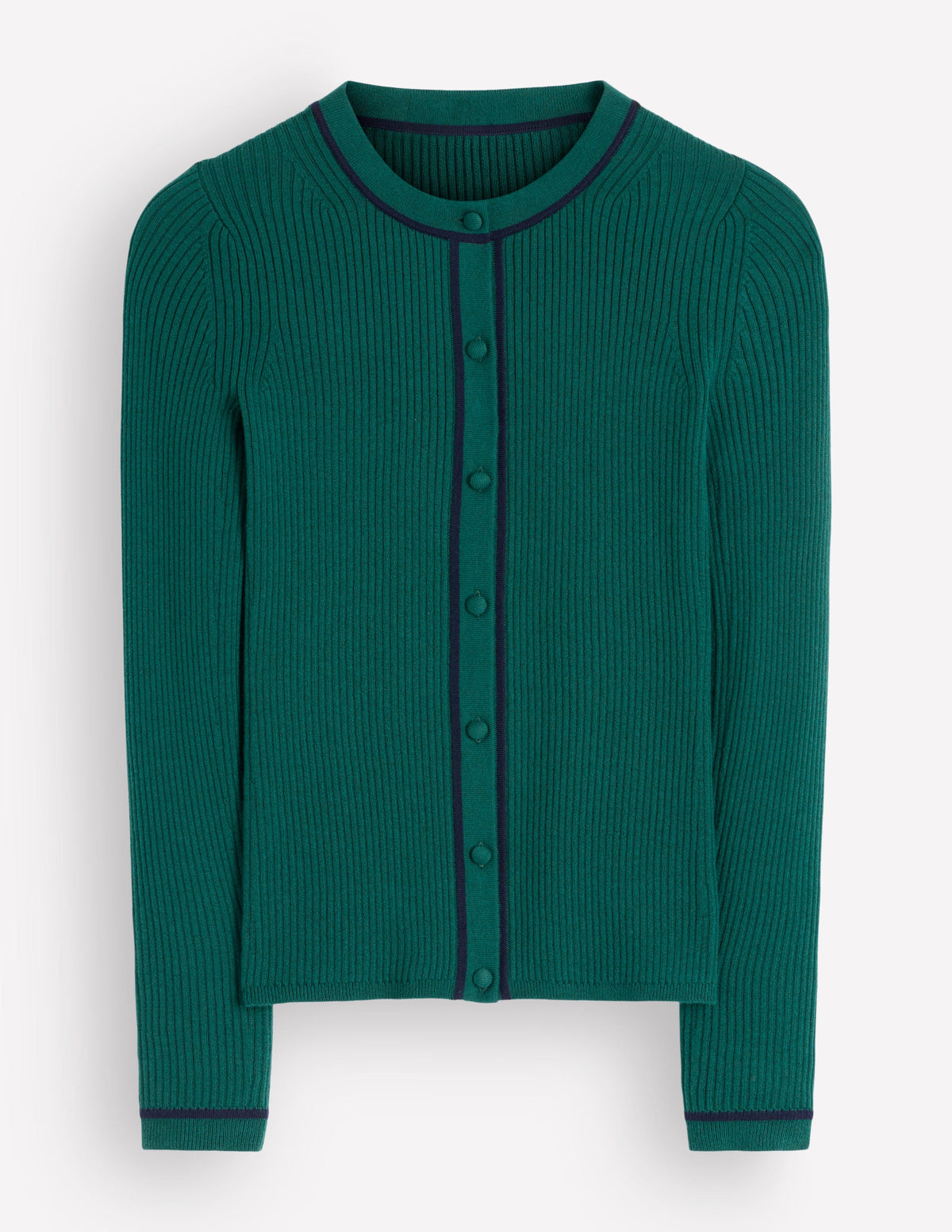 Paula Ribbed Crew Cardigan-Midnight Teal - Image 6