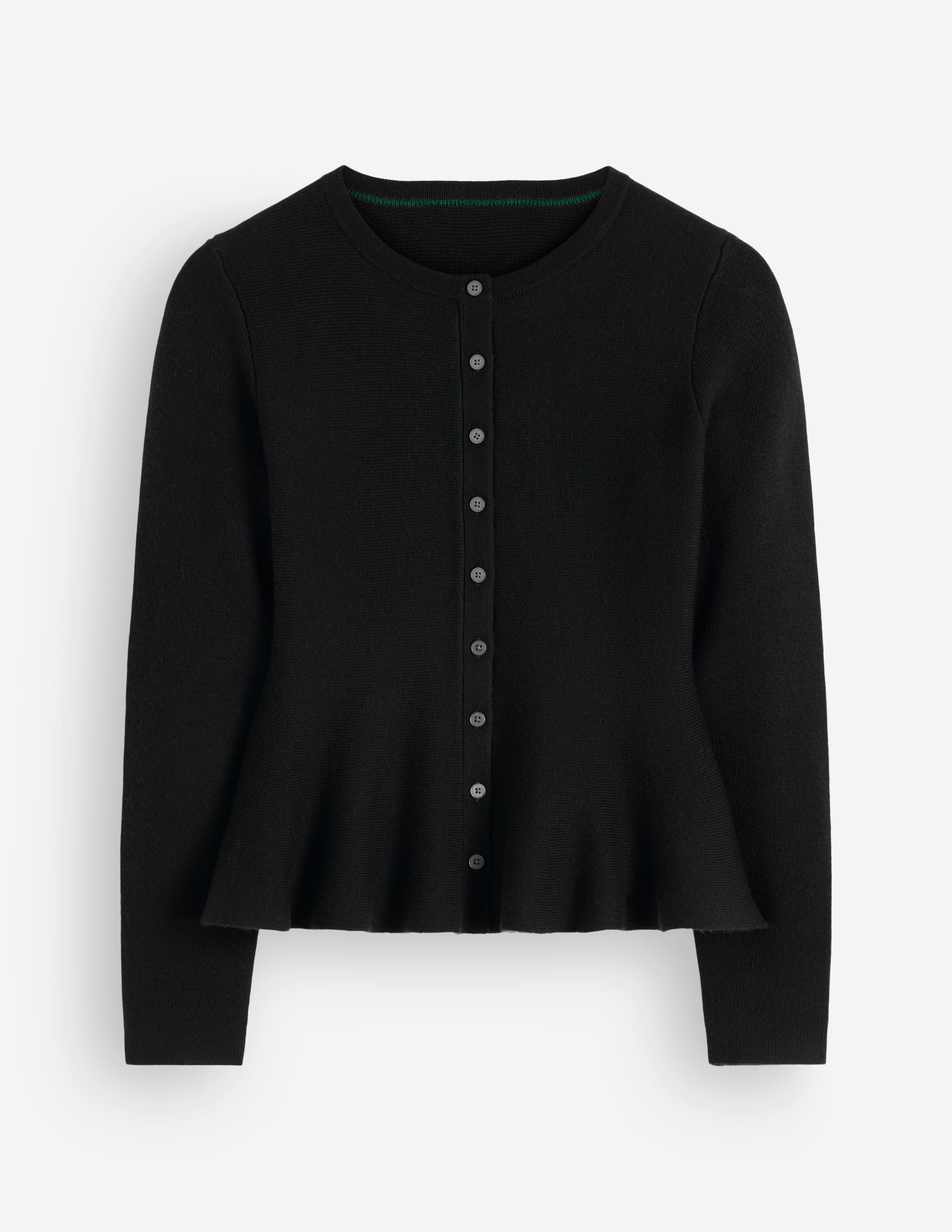 Fitted Wool Peplum Cardigan - Black | Boden USA