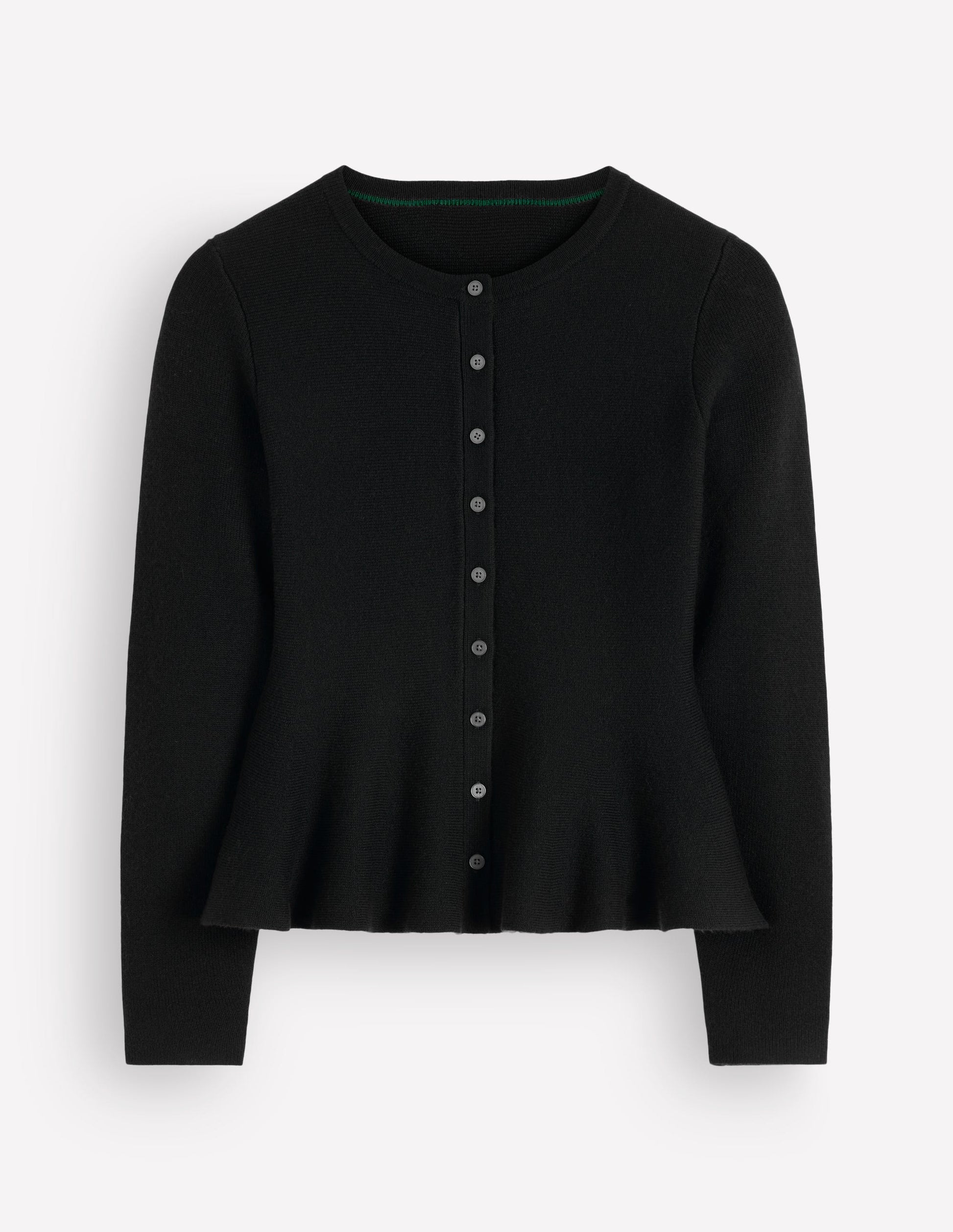Fitted Wool Peplum Cardigan-Black-6