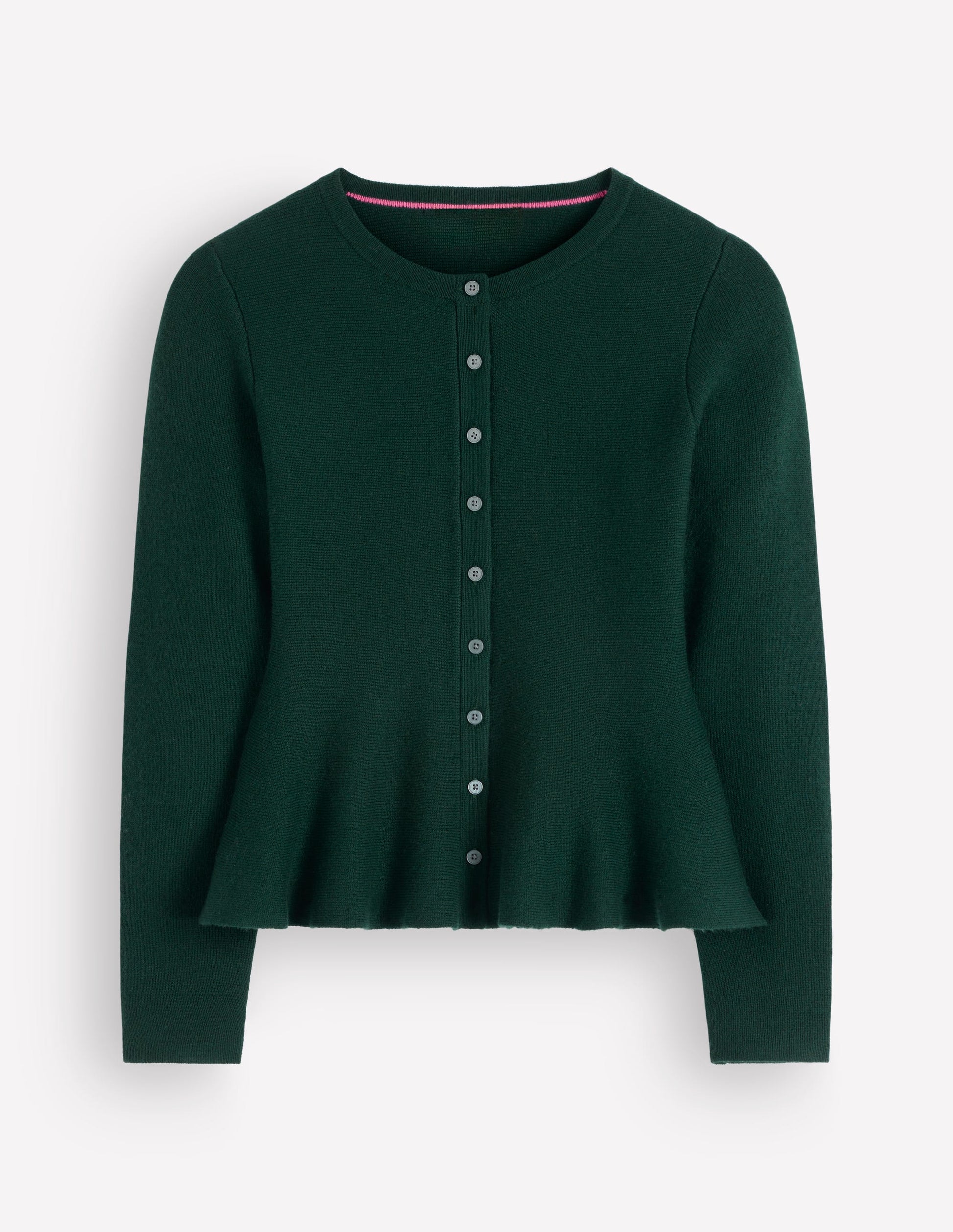 Fitted Wool Peplum Cardigan-Sea moss-6