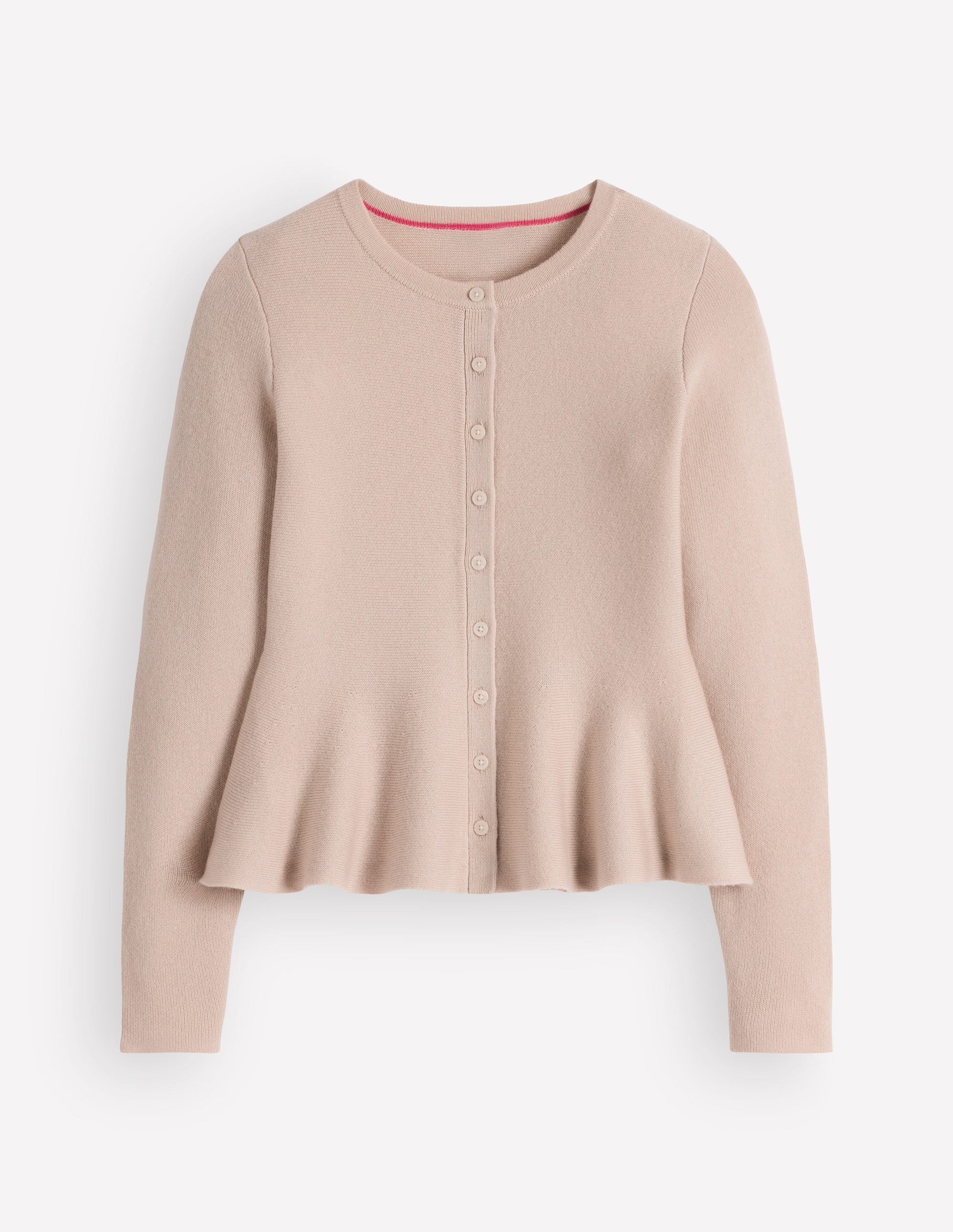 Fitted Wool Peplum Cardigan-Ivory-5