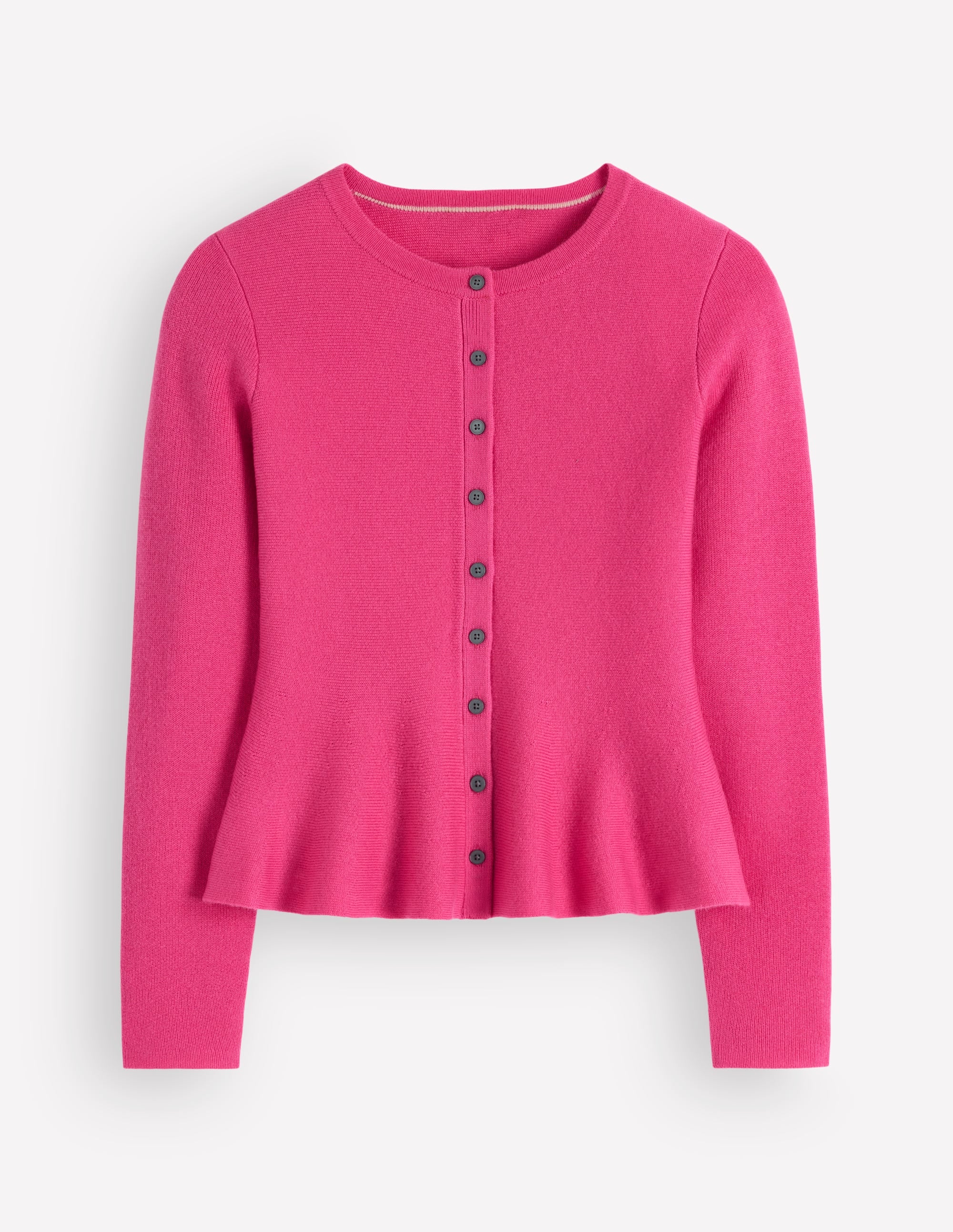 Fitted Wool Peplum Cardigan-Pink - Image 6