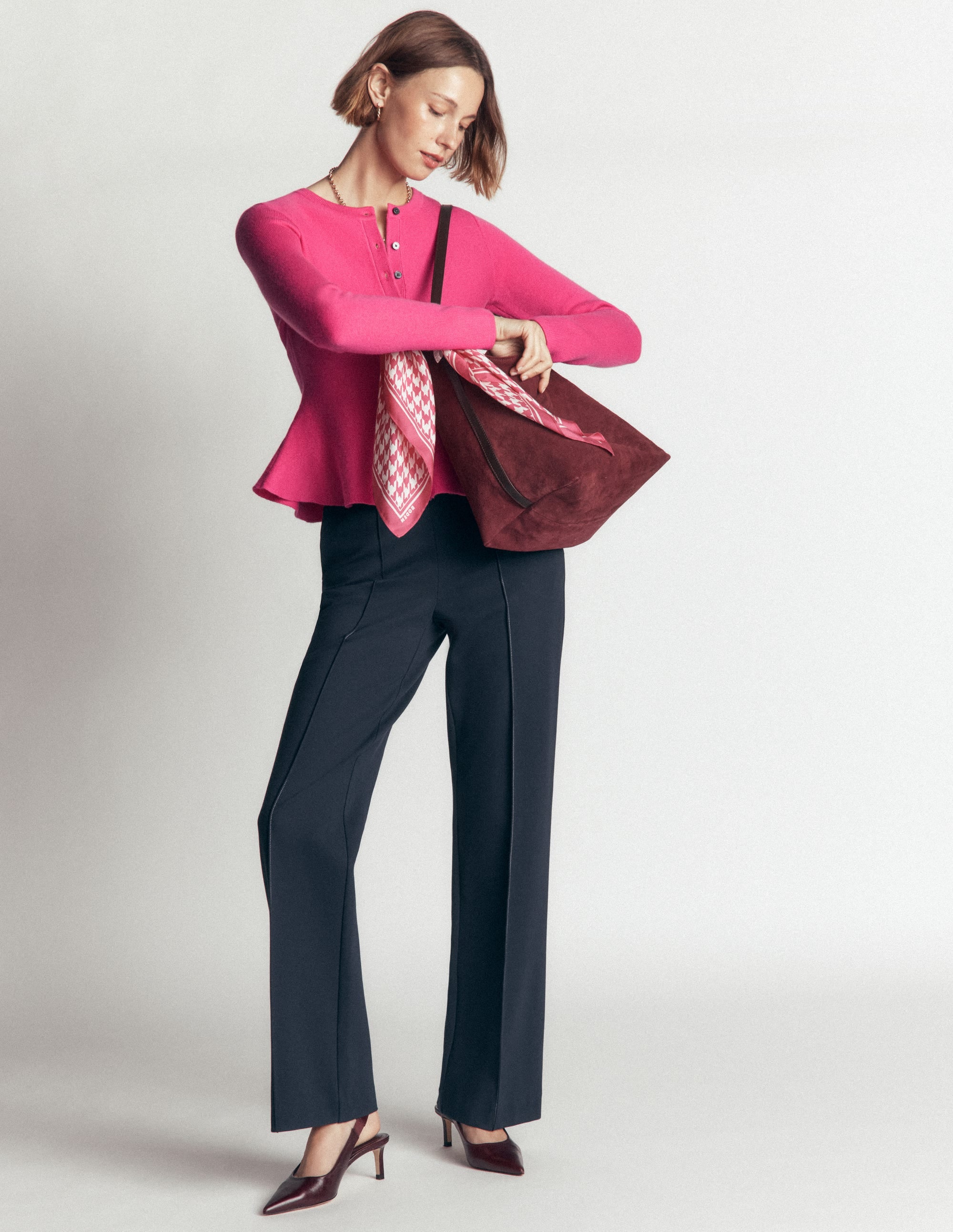 Fitted Wool Peplum Cardigan - Pink | Boden USA