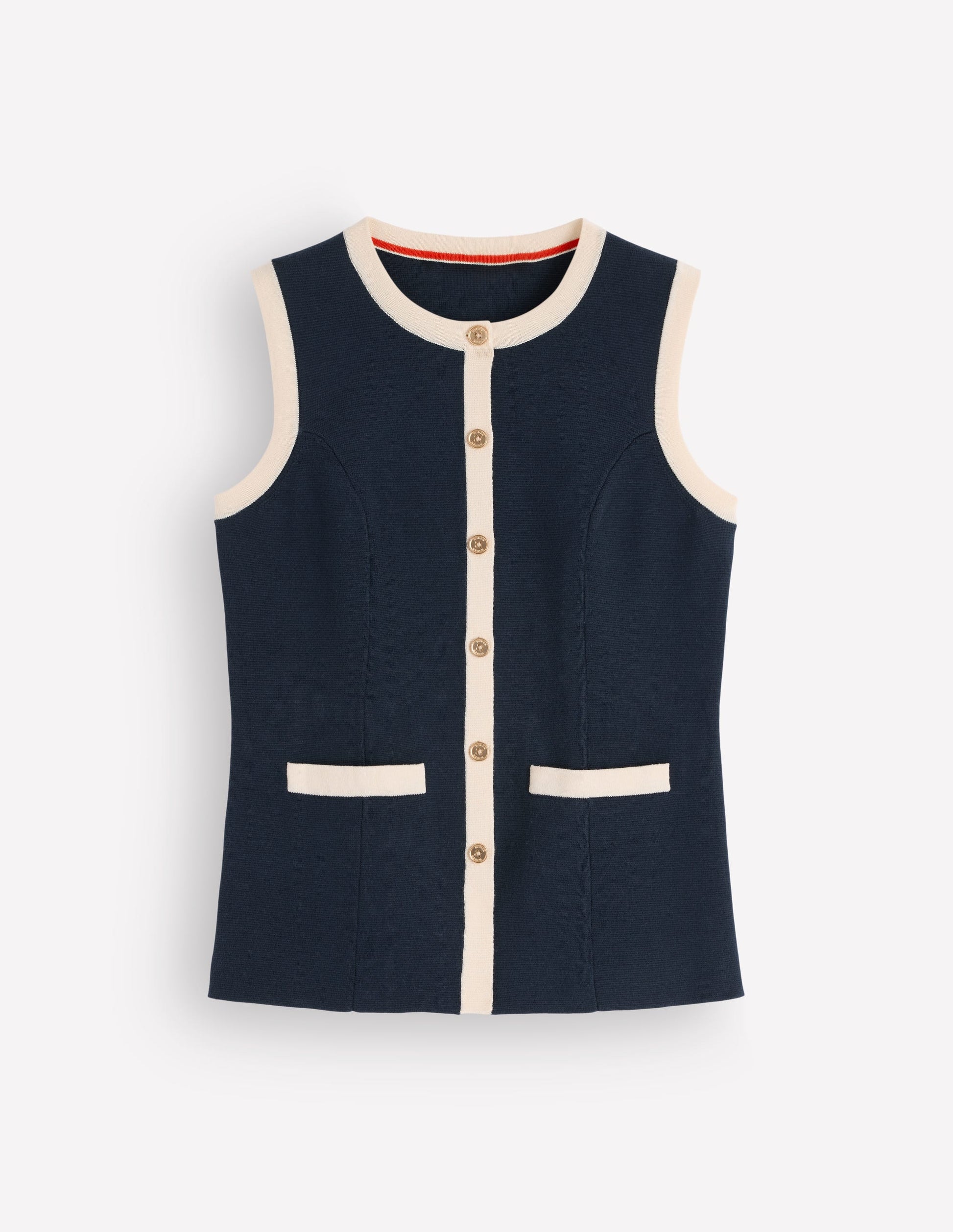 Crew Milano Knit Waistcoat-Navy-6