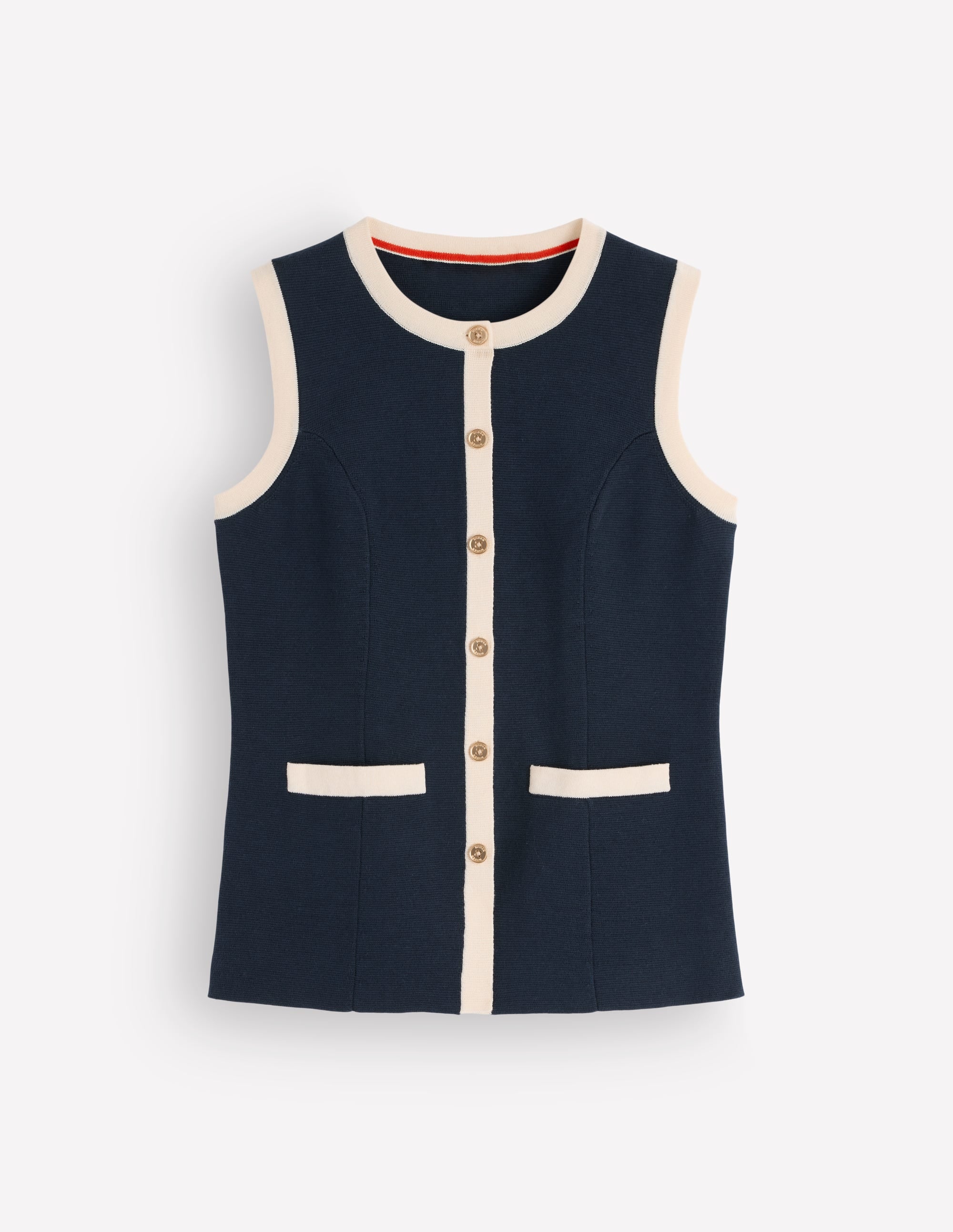 Crew Milano Knit Waistcoat-Navy - Image 6