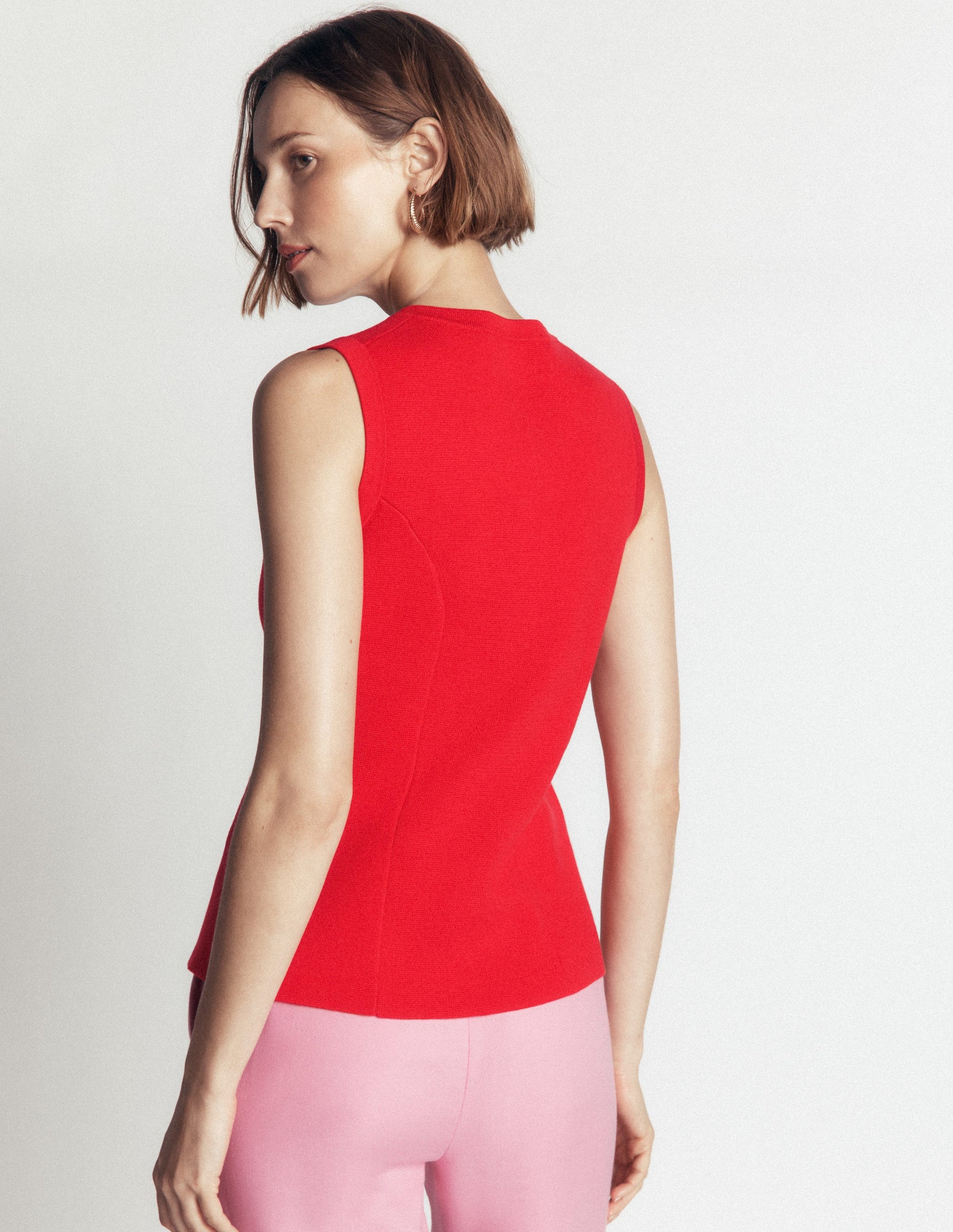 Crew Milano Knit Waistcoat-Poppy Red-4
