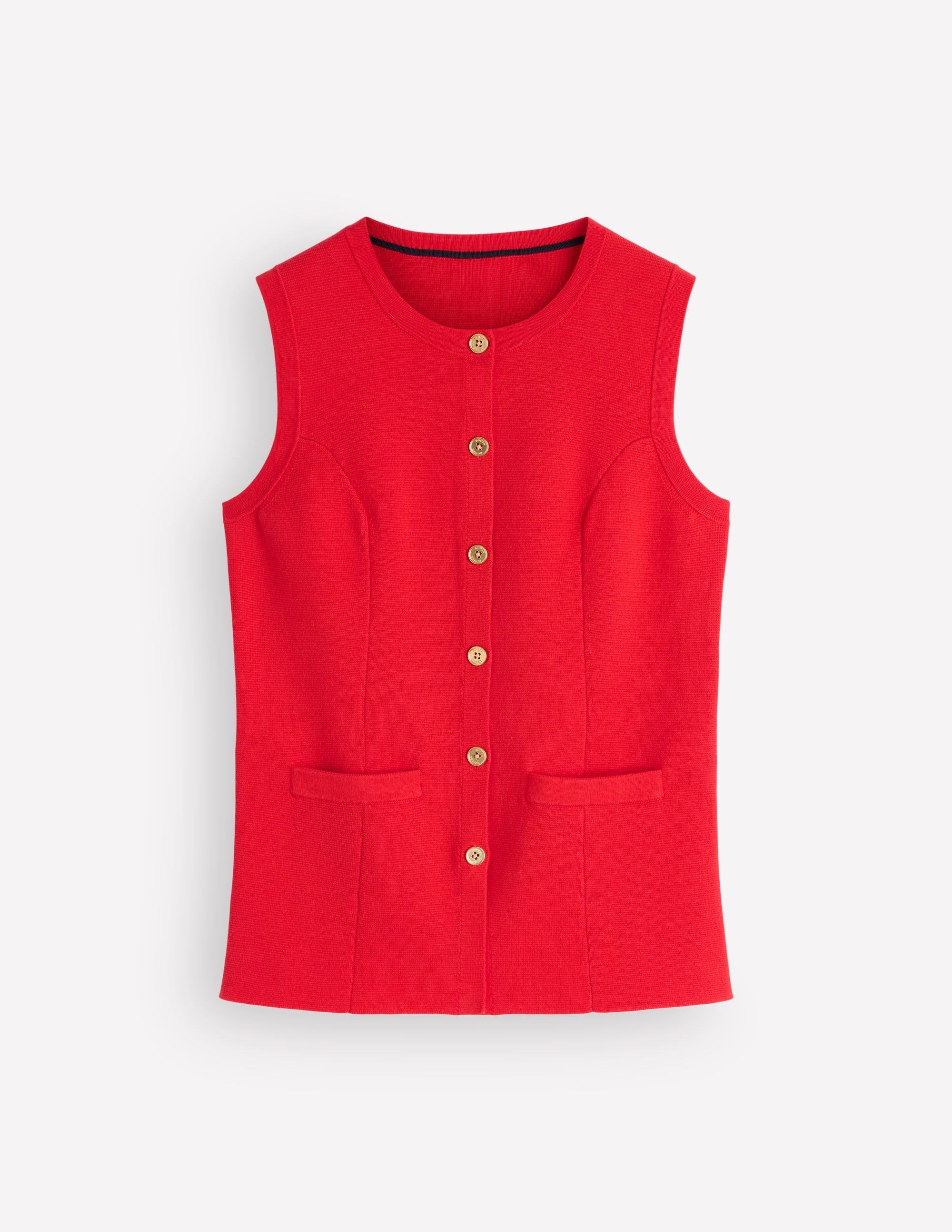 Crew Milano Knit Waistcoat-Poppy Red - Image 8