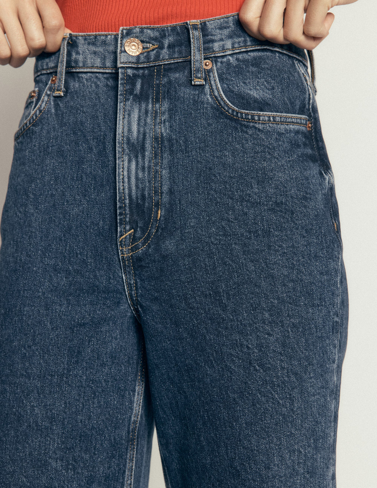 High Rise Column Leg Jeans-Dark Vintage-2