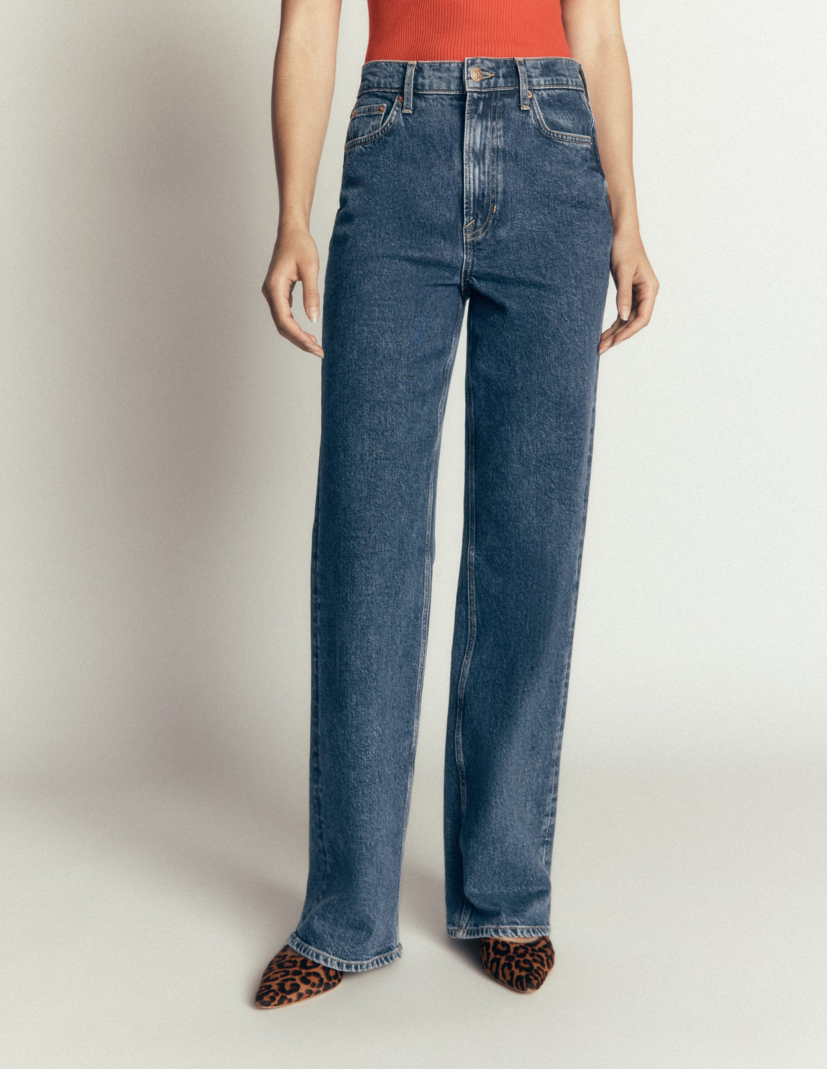 High Rise Column Leg Jeans-Dark Vintage-4