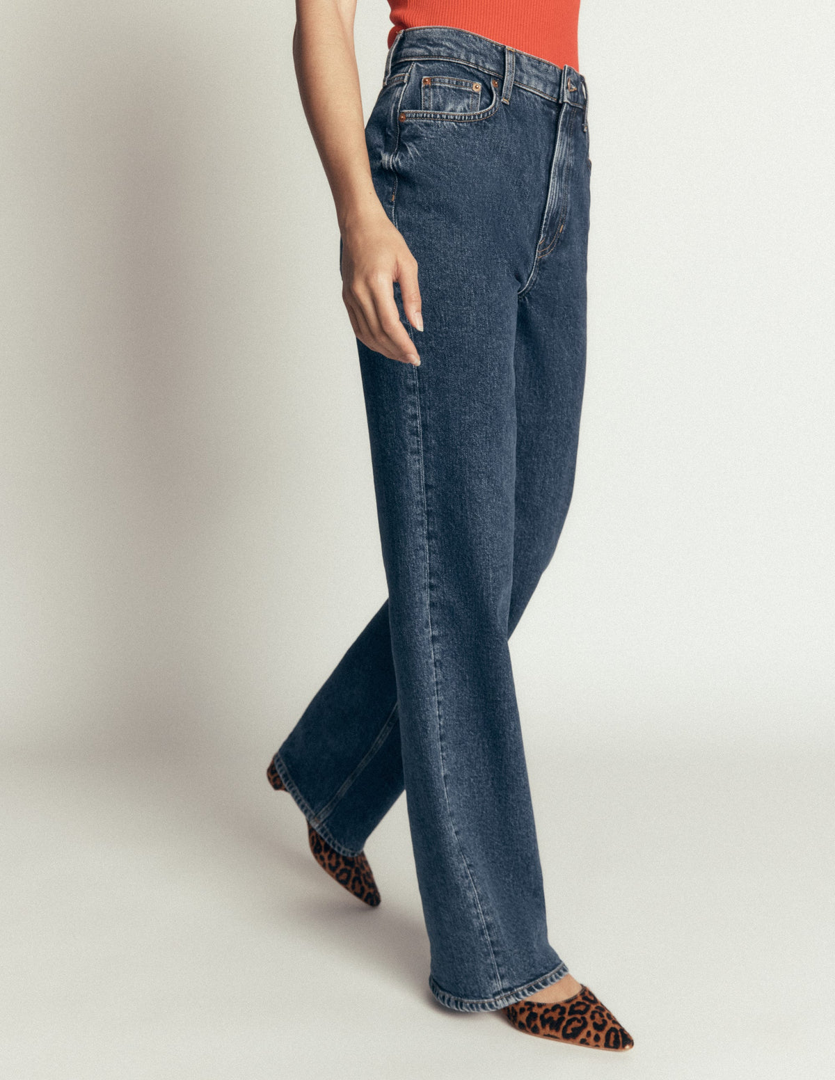 High Rise Column Leg Jeans-Dark Vintage-5
