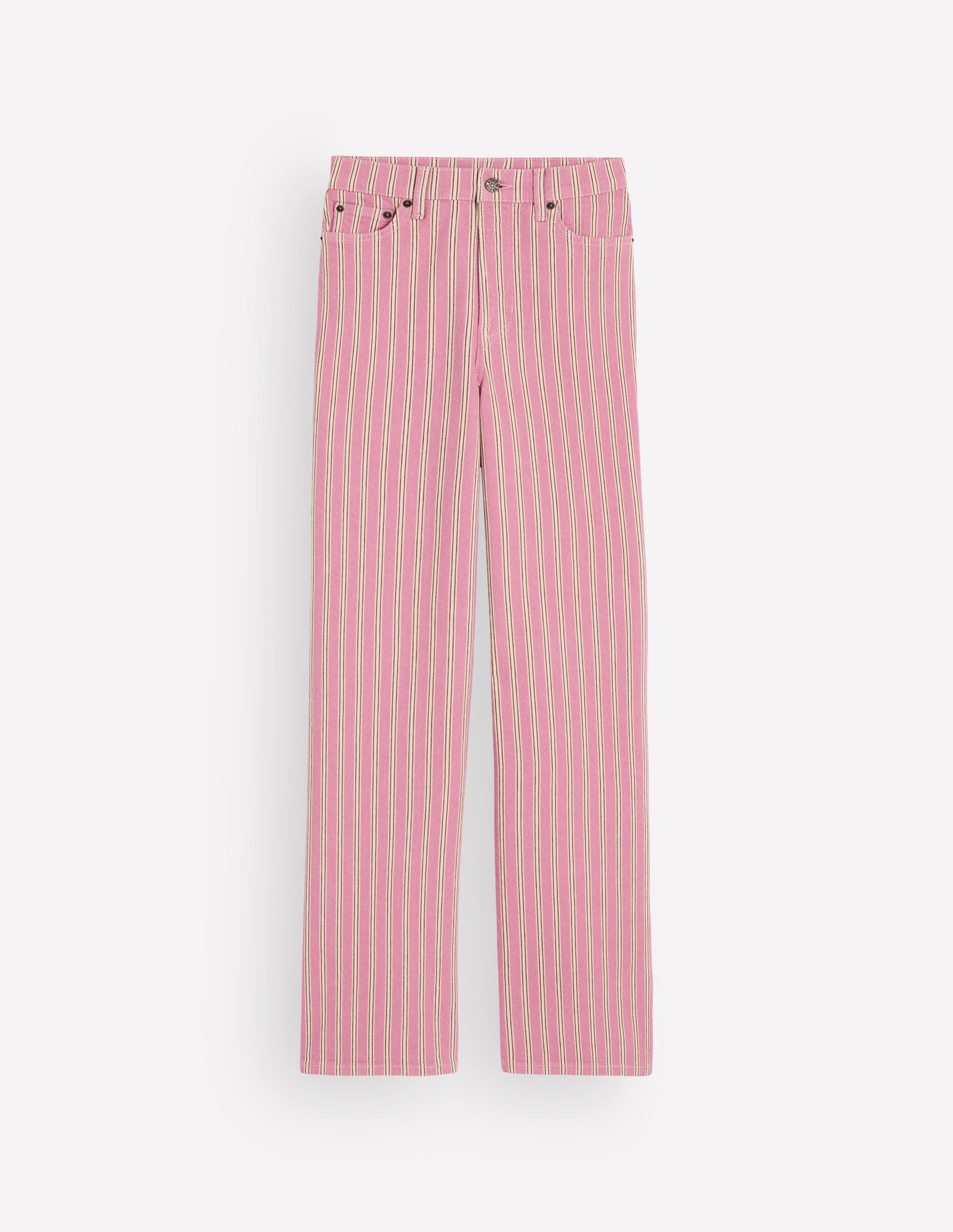 High Rise Column Leg Jeans-Pink, Maroon Tram Stripe-7
