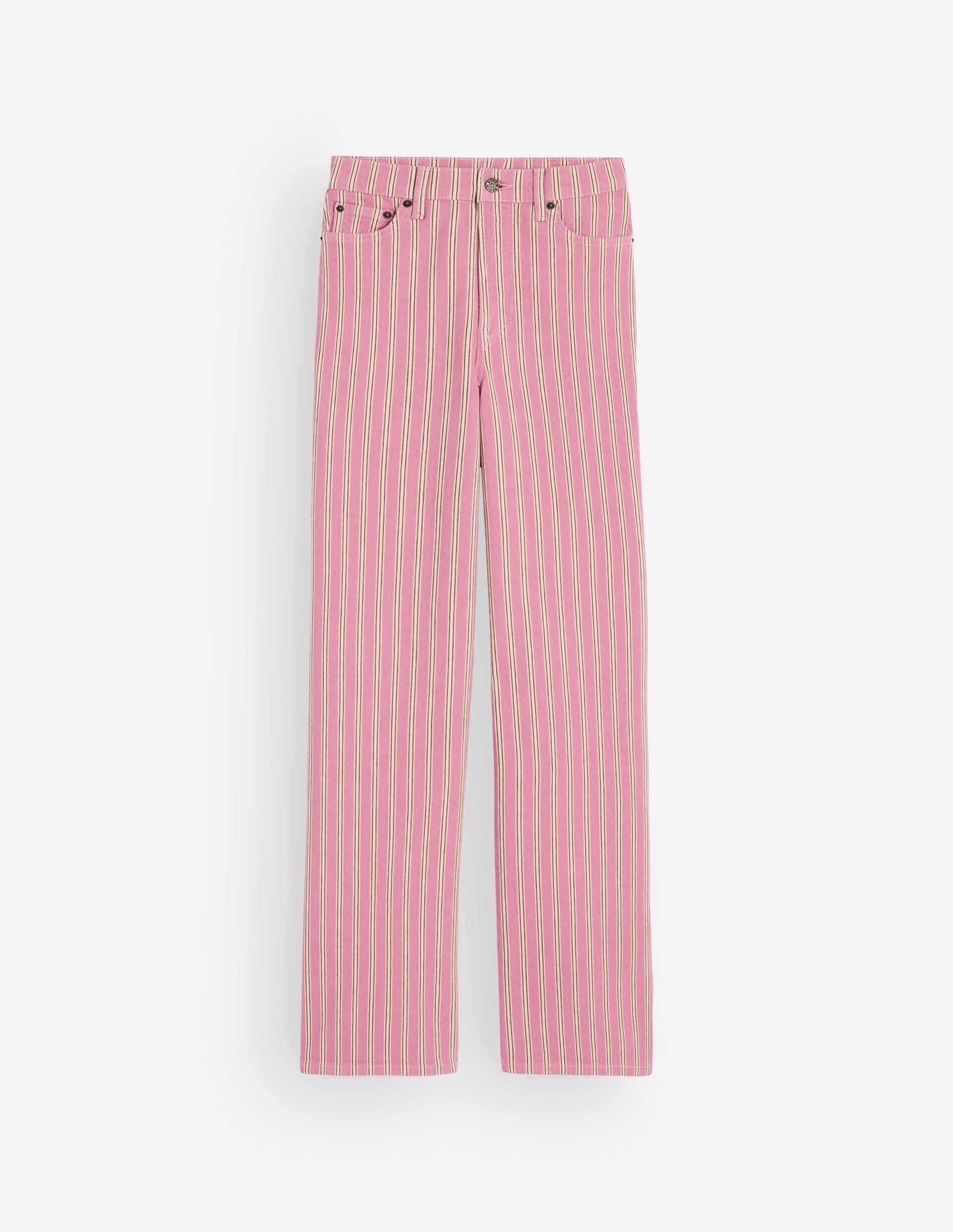 High Rise Column Leg Jeans-Pink, Maroon Tram Stripe - Image 7