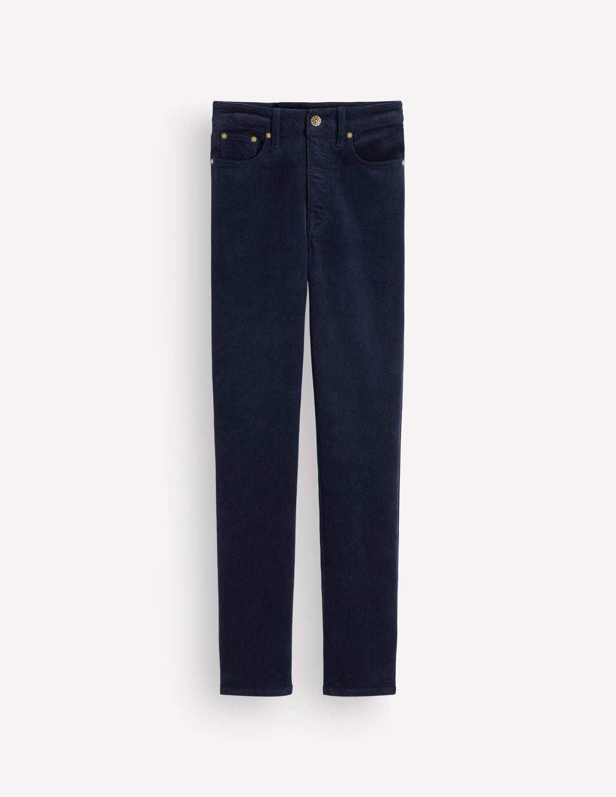 High Rise Cord Slim Jeans-Navy-6