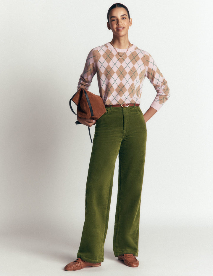 5-Pocket Cord Column Jeans-Chive