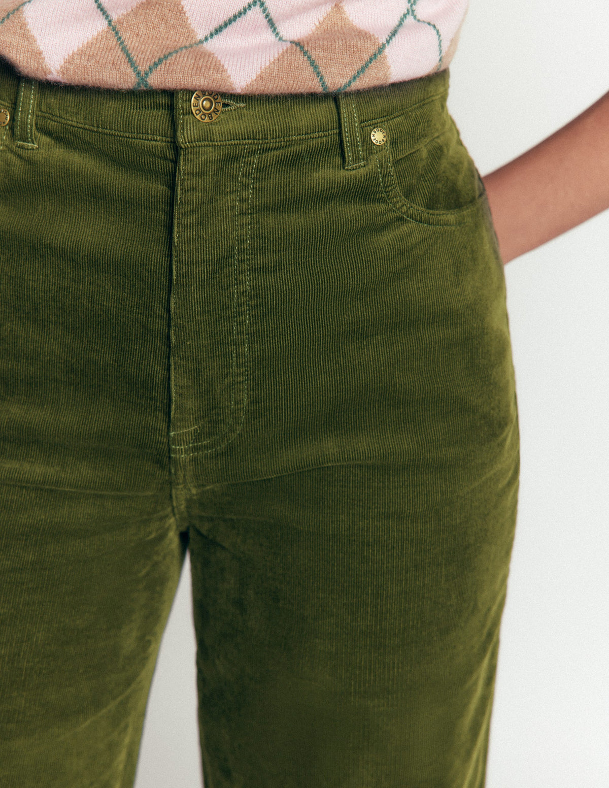 5-Pocket Cord Column Jeans-Chive-2