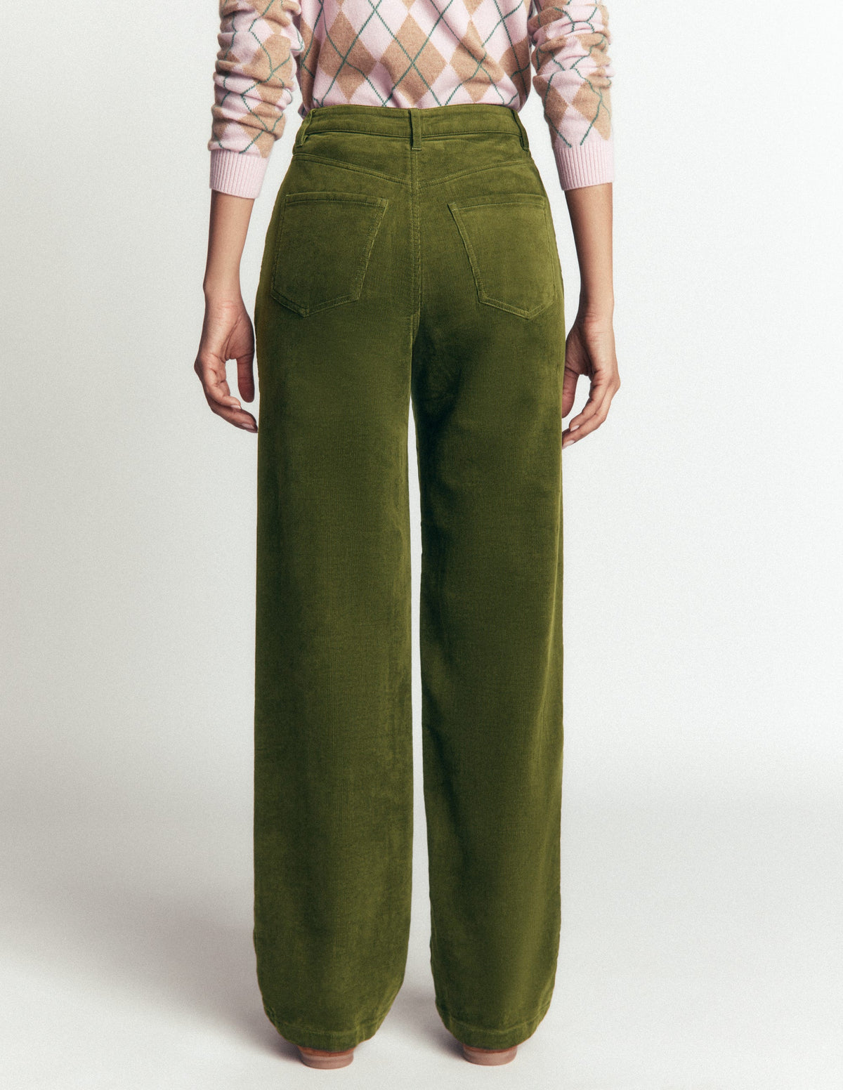 5-Pocket Cord Column Jeans-Chive-3
