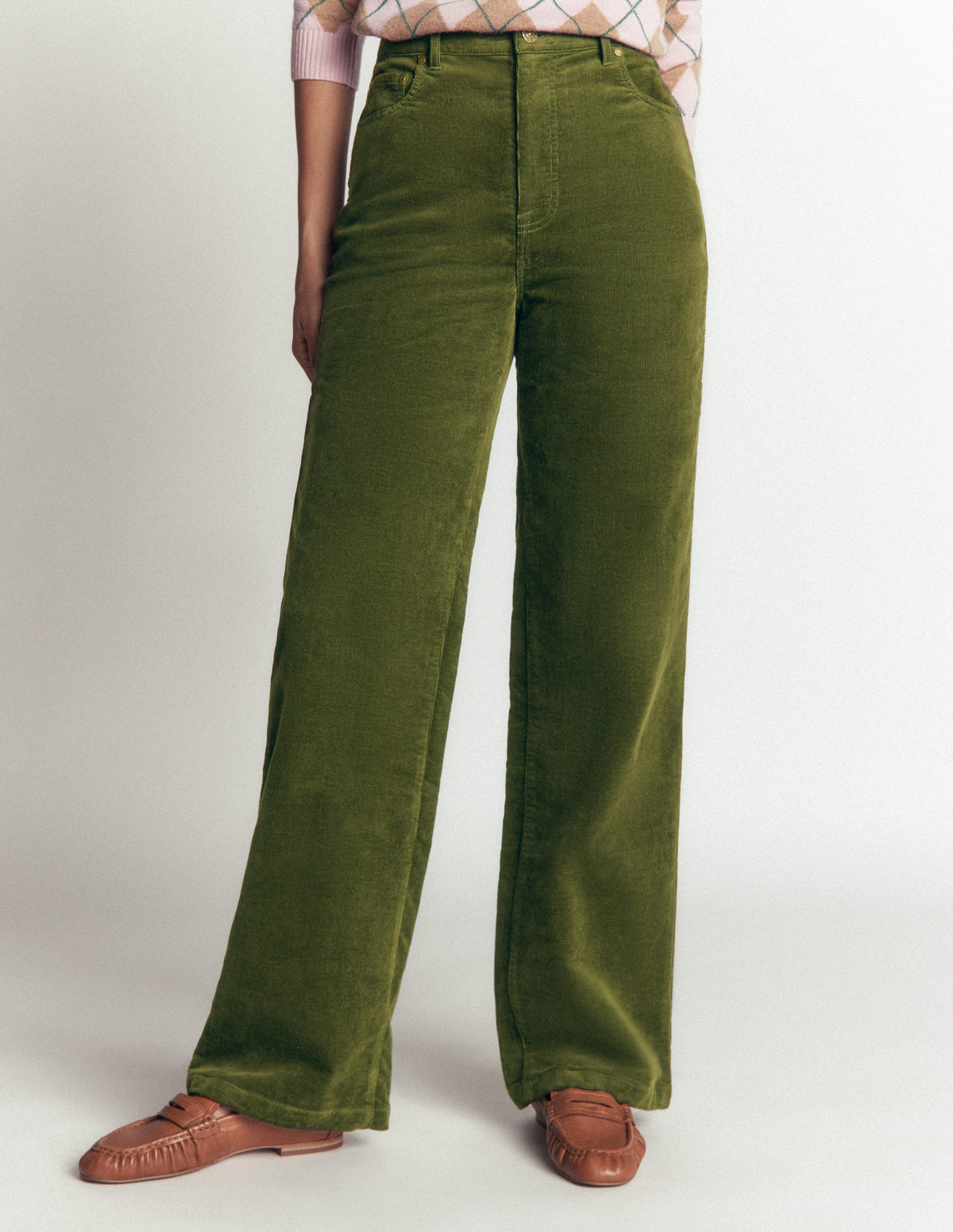 5-Pocket Cord Column Jeans-Chive-5