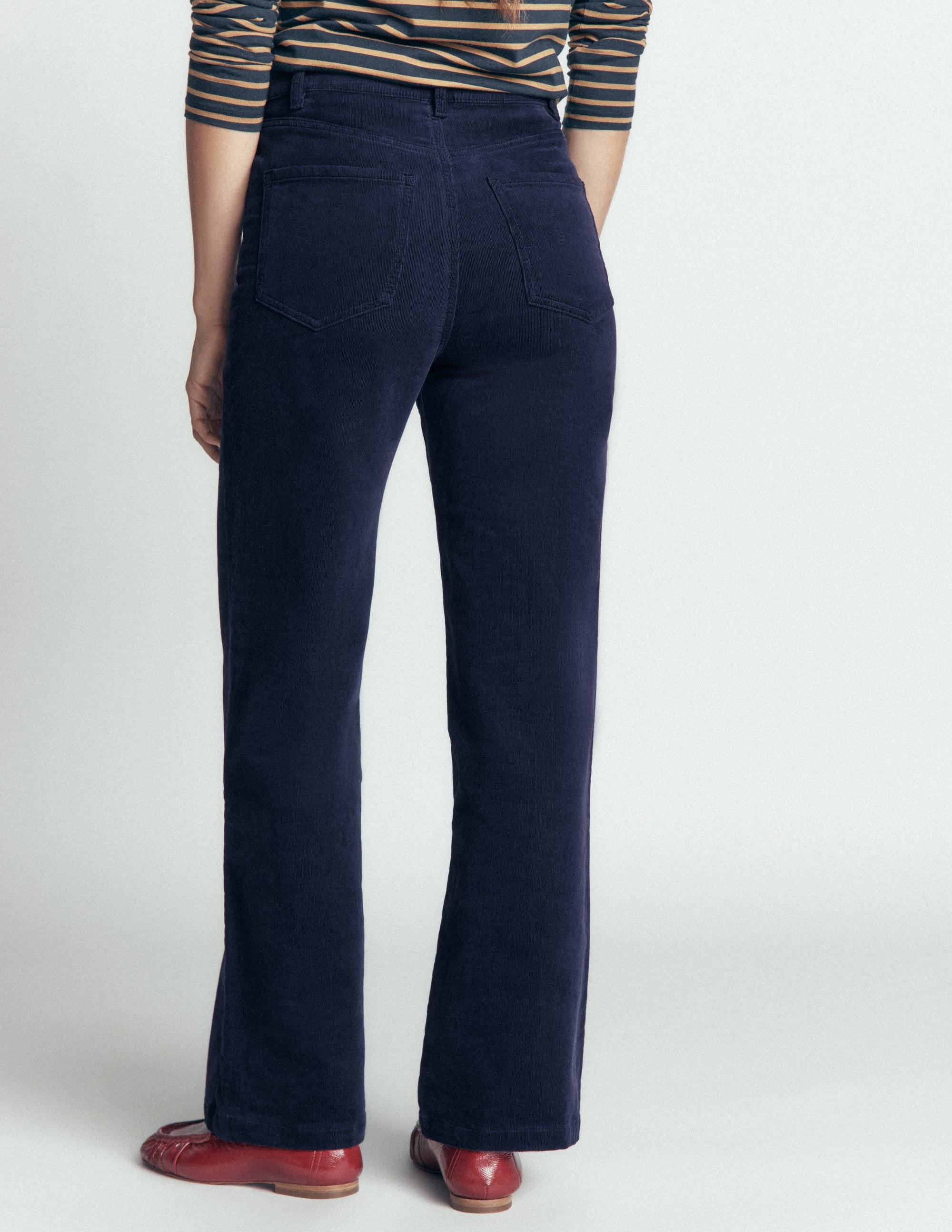 5-Pocket Cord Column Jeans-Navy - Image 3