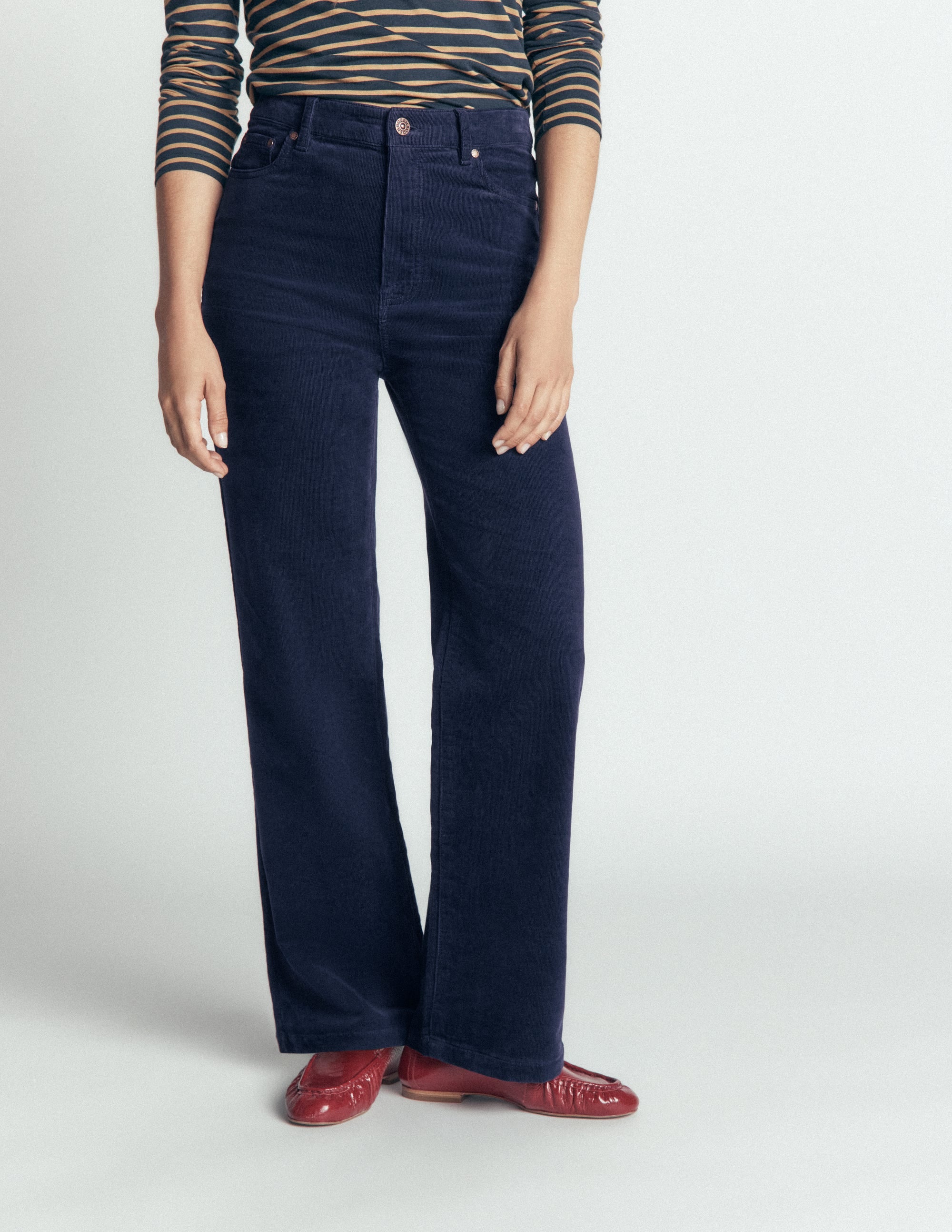 5-Pocket Cord Column Jeans-Navy - Image 4